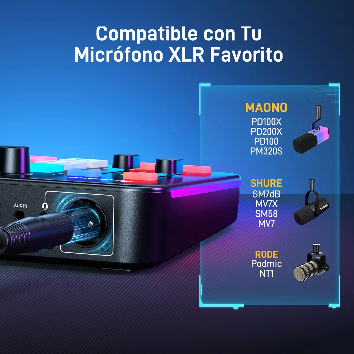 Maono Mezclador Interfaz Audio Para Gamer Stream, G1 Neo