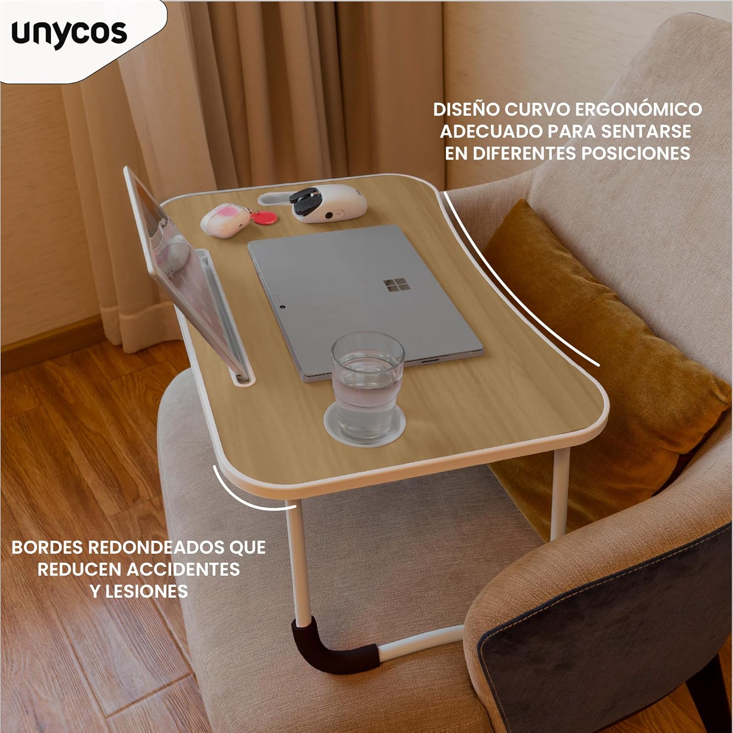 Mesa Plegable De Servicio Para Laptop O Desayuno Con Portavaso (Café)