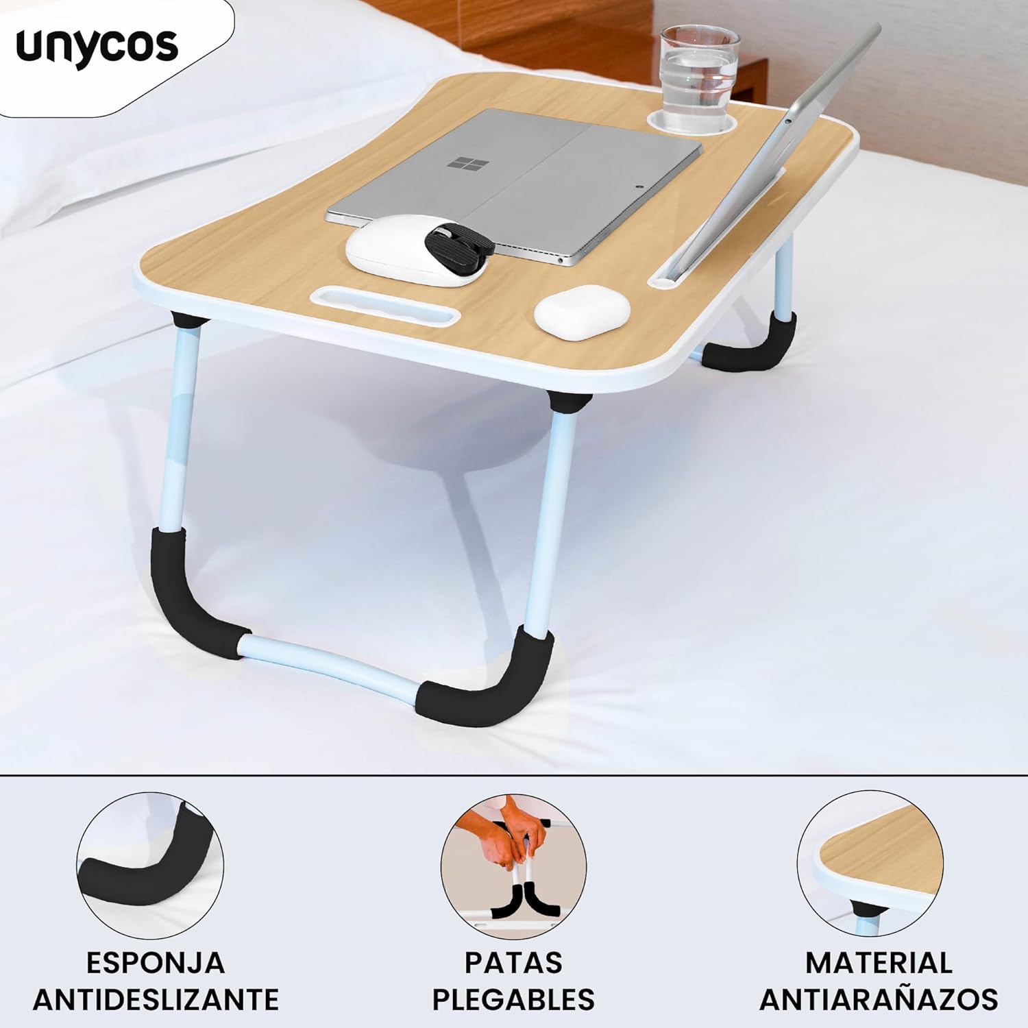 Mesa Plegable De Servicio Para Laptop O Desayuno Con Portavaso (Café)