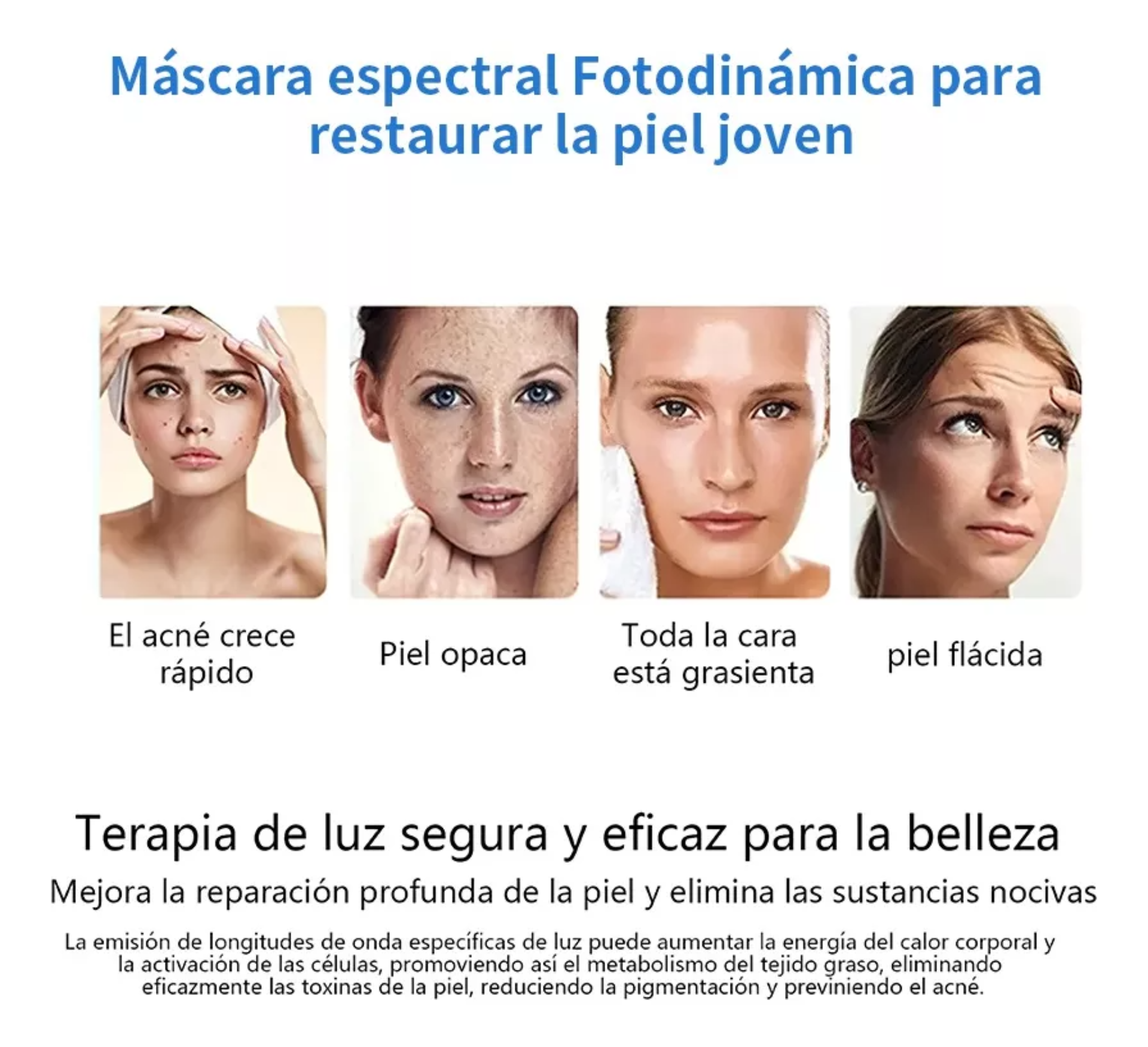 7 Colores Máscara De Terapia Facial Cosmético Con Luz Led