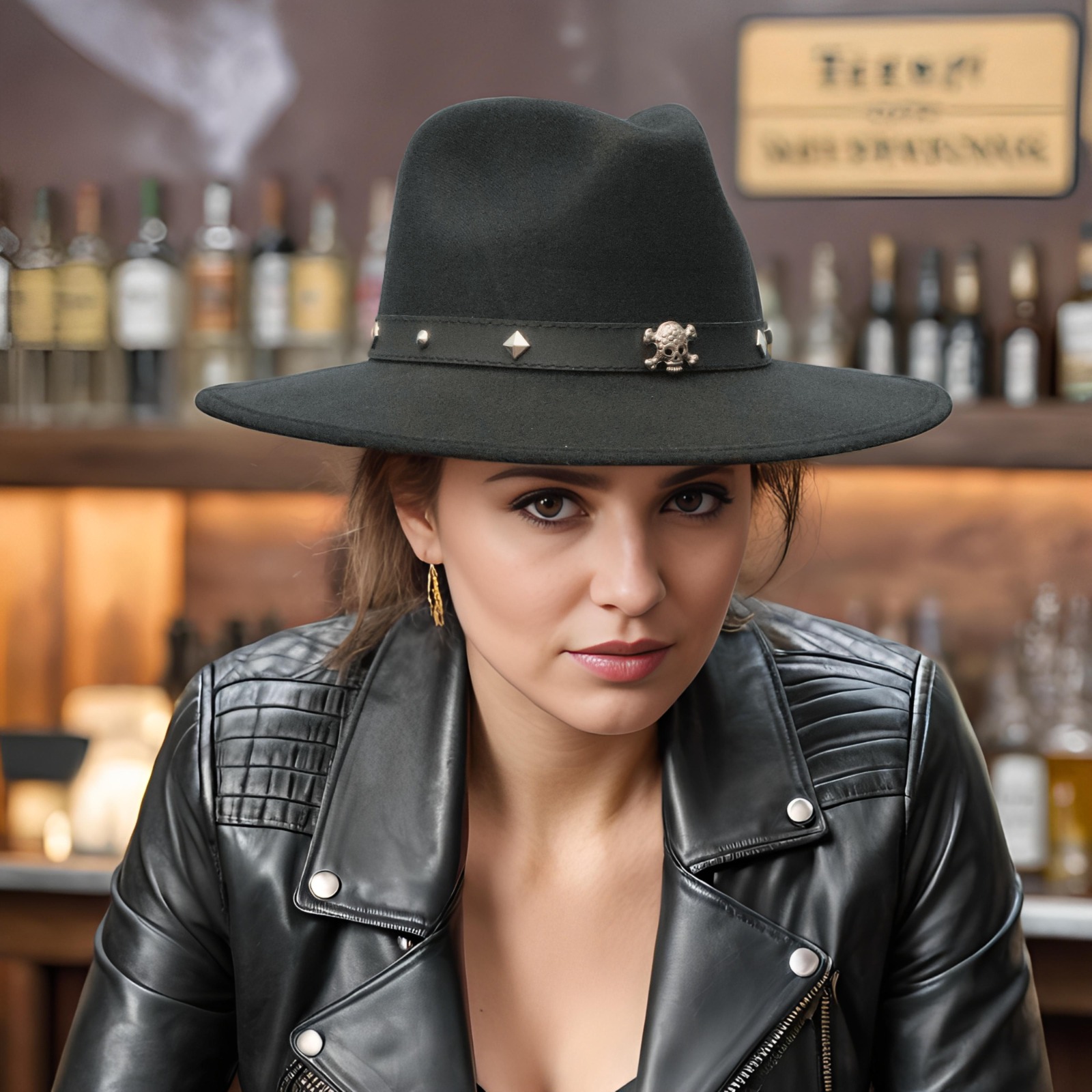 Sombrero Indiana Dubetina Calavera Retro Hombre Mujer Casual Hipster Negro 257