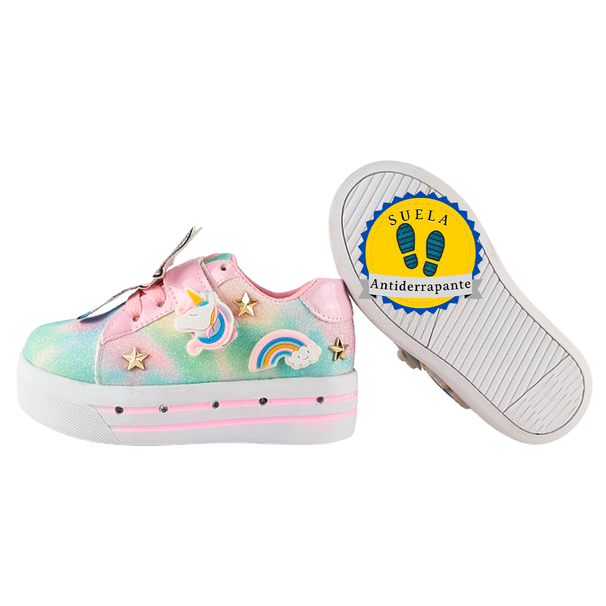 Tenis Niña Muñeca Lol Unicornio Arcoiris Luces Leds 410-RE