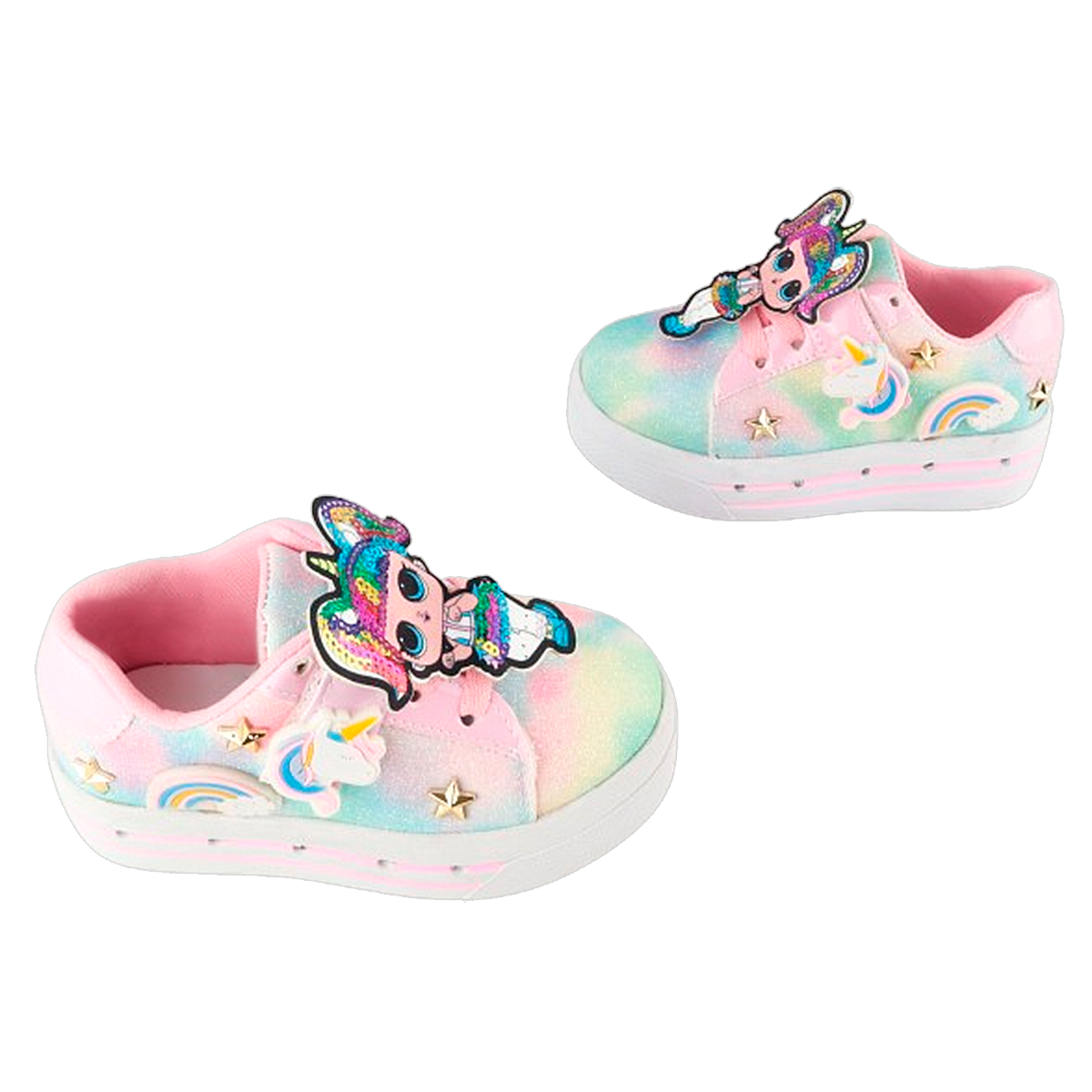 Tenis Niña Muñeca Lol Unicornio Arcoiris Luces Leds 410-RE