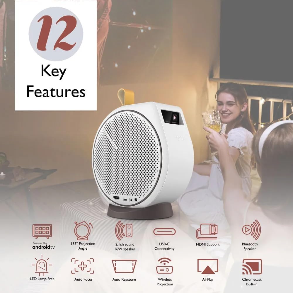 BenQ Proyector LED Cine en Casa GV30 HD (1280x720) Inalámbrico, Portable, Bluetooth