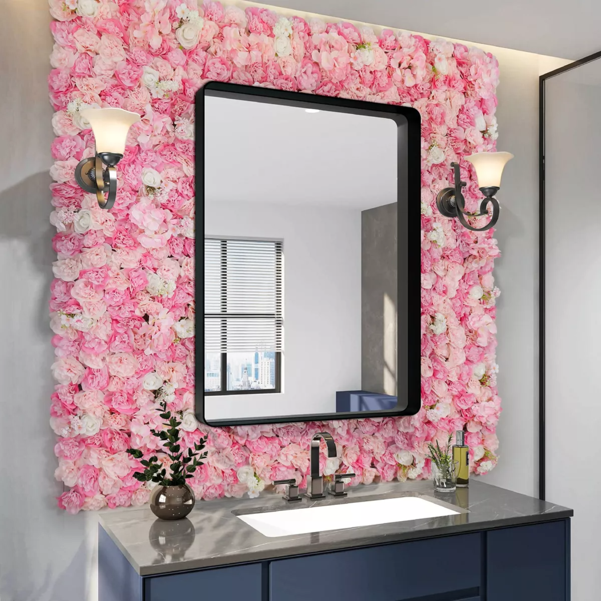 Panel Flores Rosas Artificiales Hogar Decoraciones 12pcs