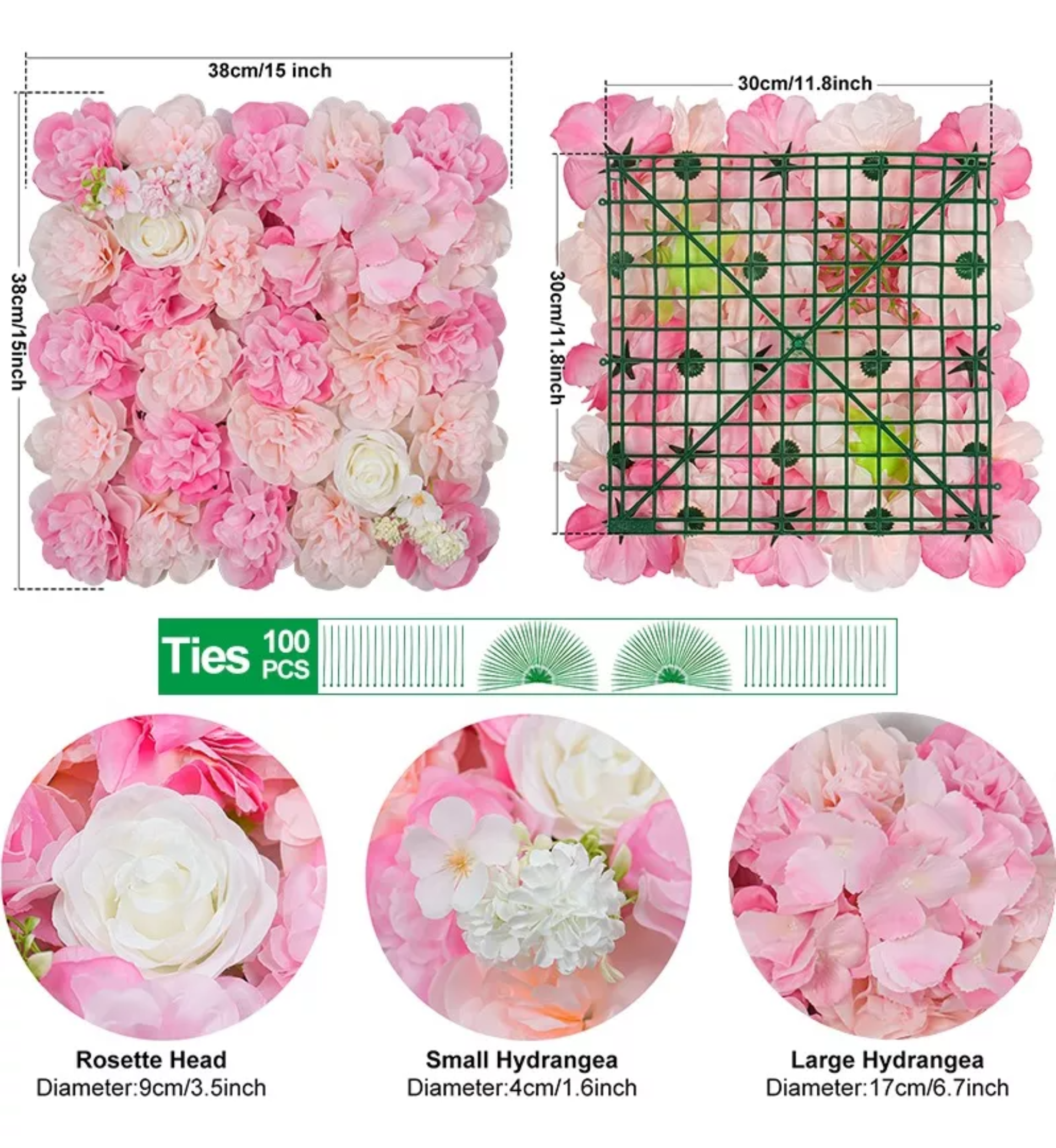 Panel Flores Rosas Artificiales Hogar Decoraciones 12pcs