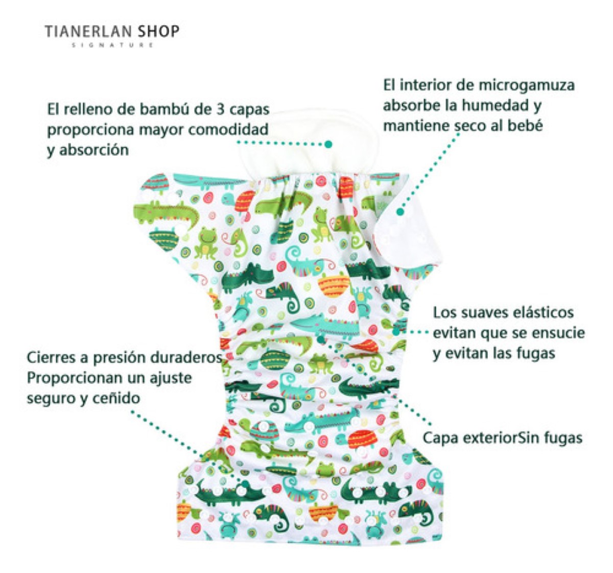 8 Pañales Ecológicos De Tela Reutilizables+8 Tripel Insertos 