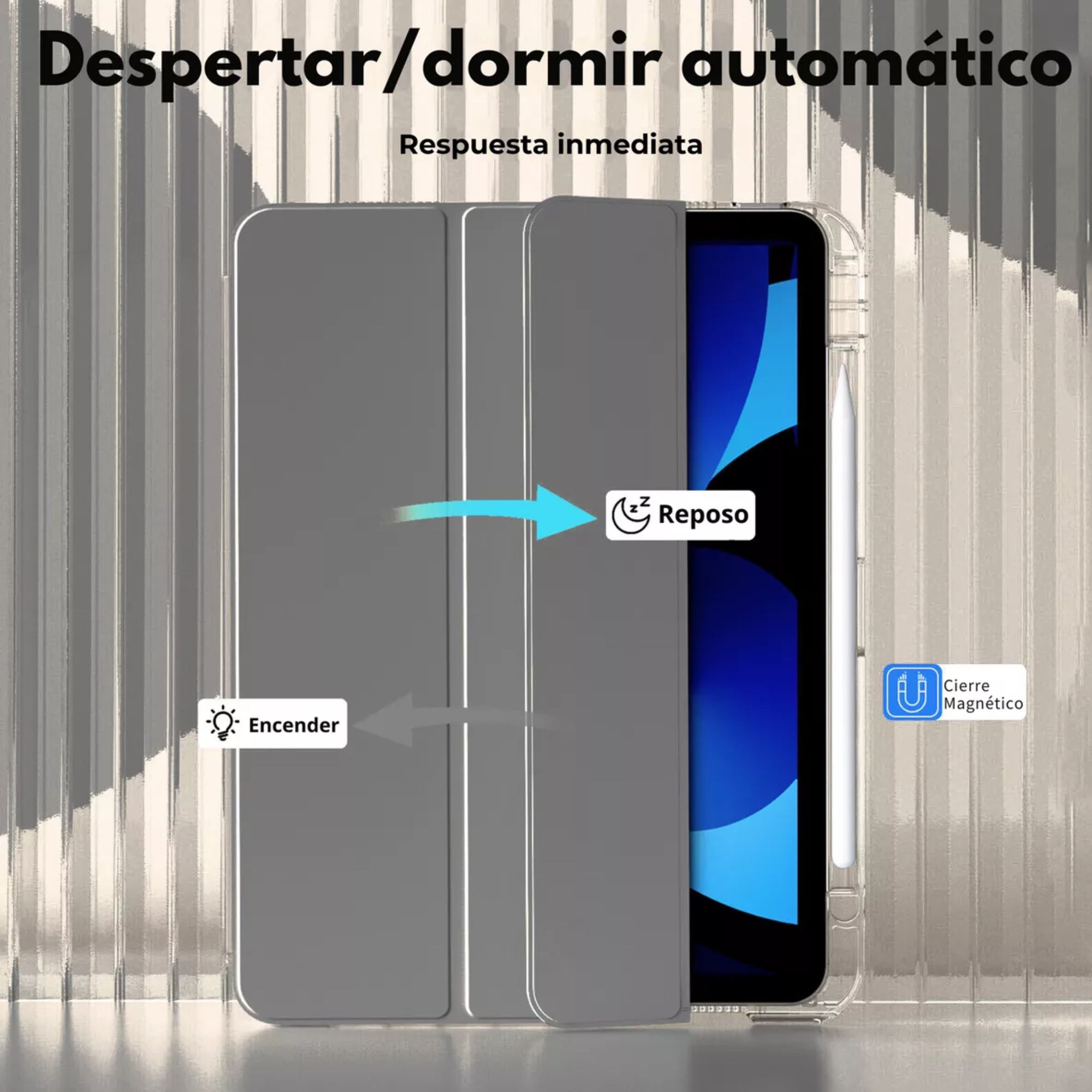 Funda Para iPad 7th/8th/9th 10.2 Smart Cover Con Soporte Color Negro