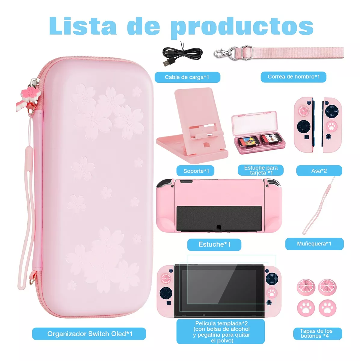 Estuche Rosa Para Accesorios Oled De Nintendo Switch