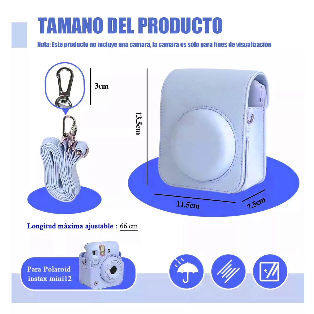 Funda Para Instax Mini 11/12 Vinil Estuche Cámara Azul