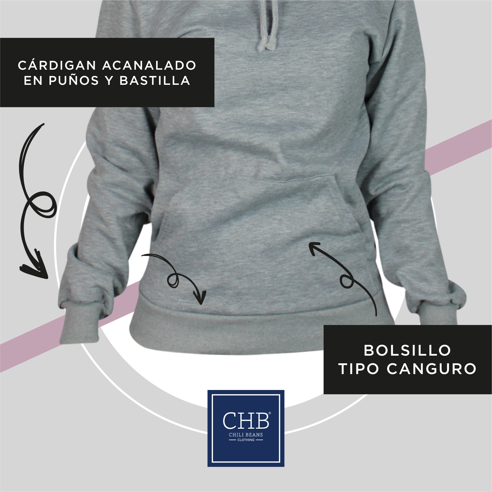 Sudadera Con Capucha Color Azul Cielo Para Mujer CHB Chili Beans Clothing Co.