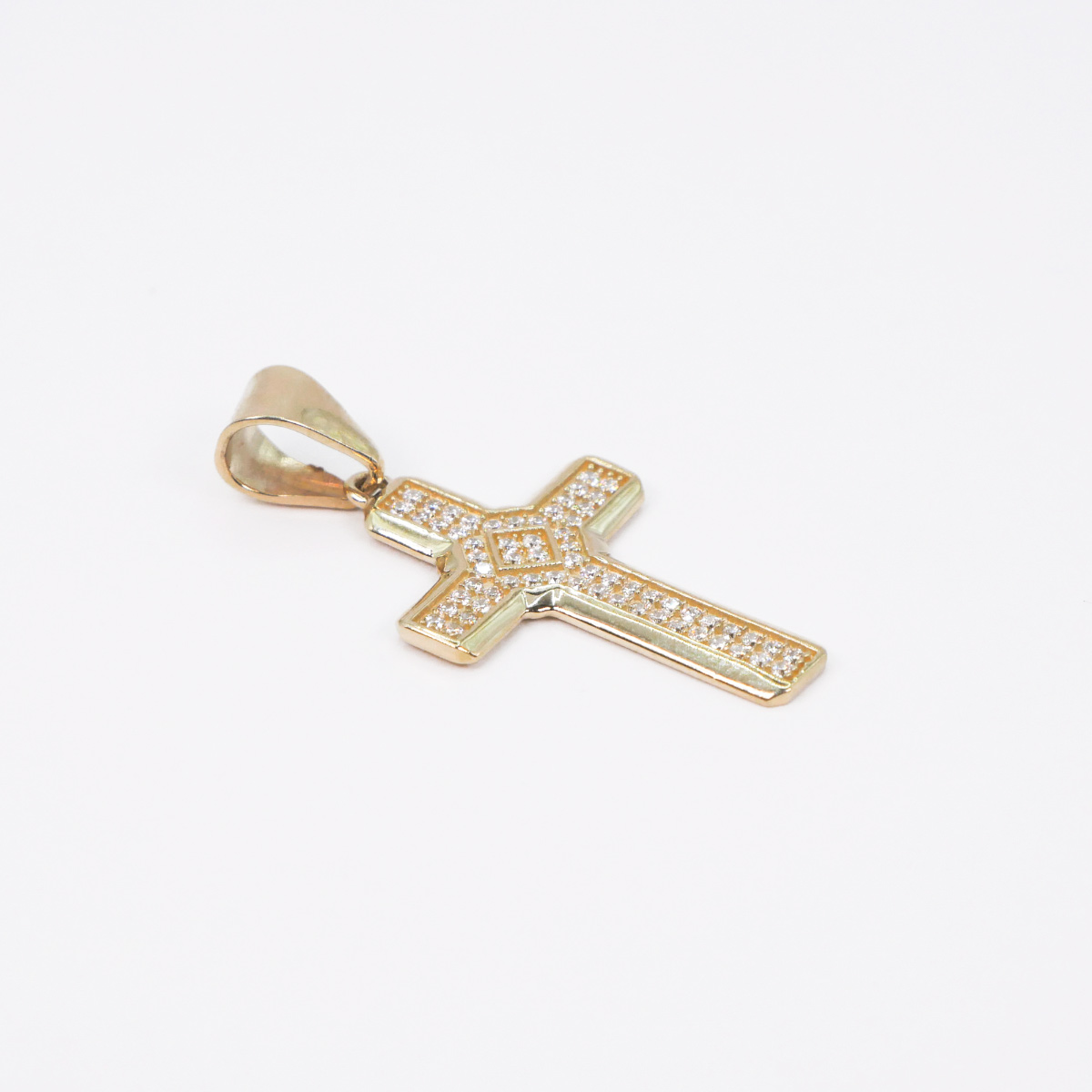 Dije cruz oro 10k piedra zirconia 