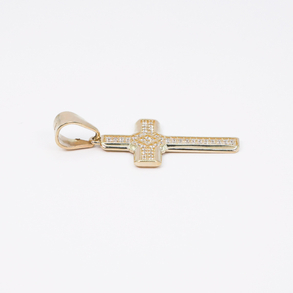 Dije cruz oro 10k piedra zirconia 
