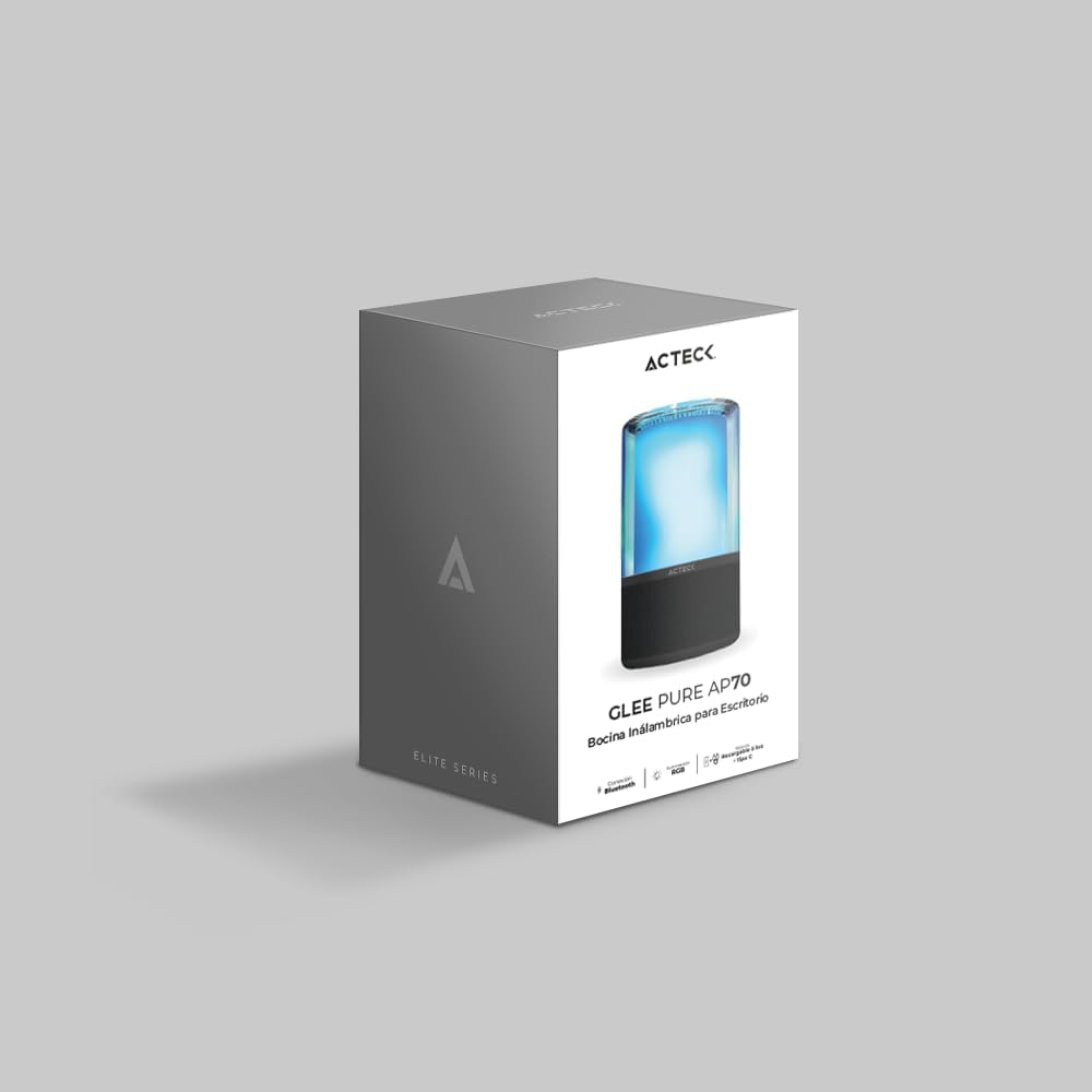 BOCINA ACTECK GLEE PURE AP70 NEGRO BLUETOOTH 5.2 3.5MM USB-C ILUMINACION LED ELITE SERIES AC-936385