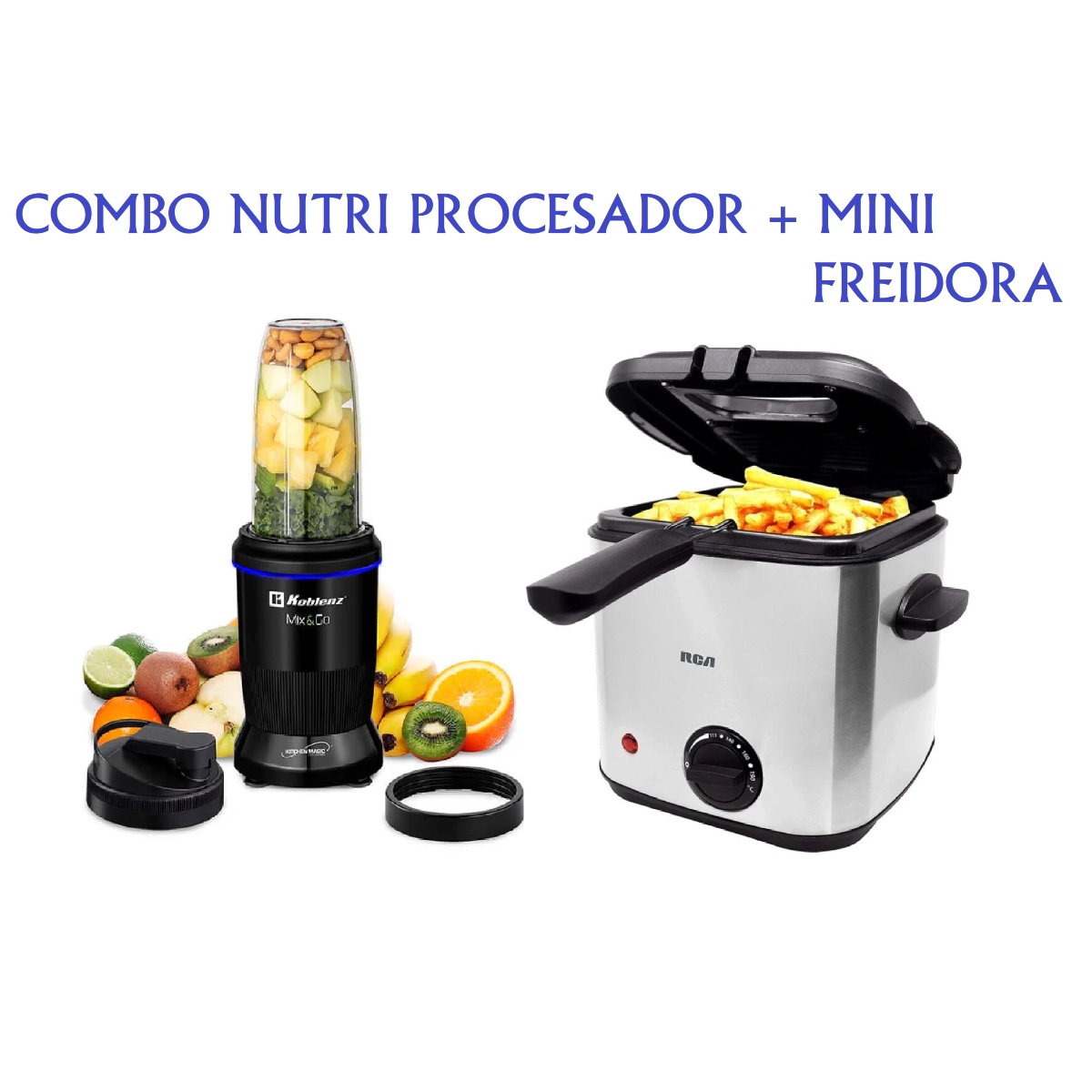 Combo Nutri procesador BKM-800 Mix&Go + Mini Freidora Eléctrica RC-DF2 1,5 Lts END/ALBY6