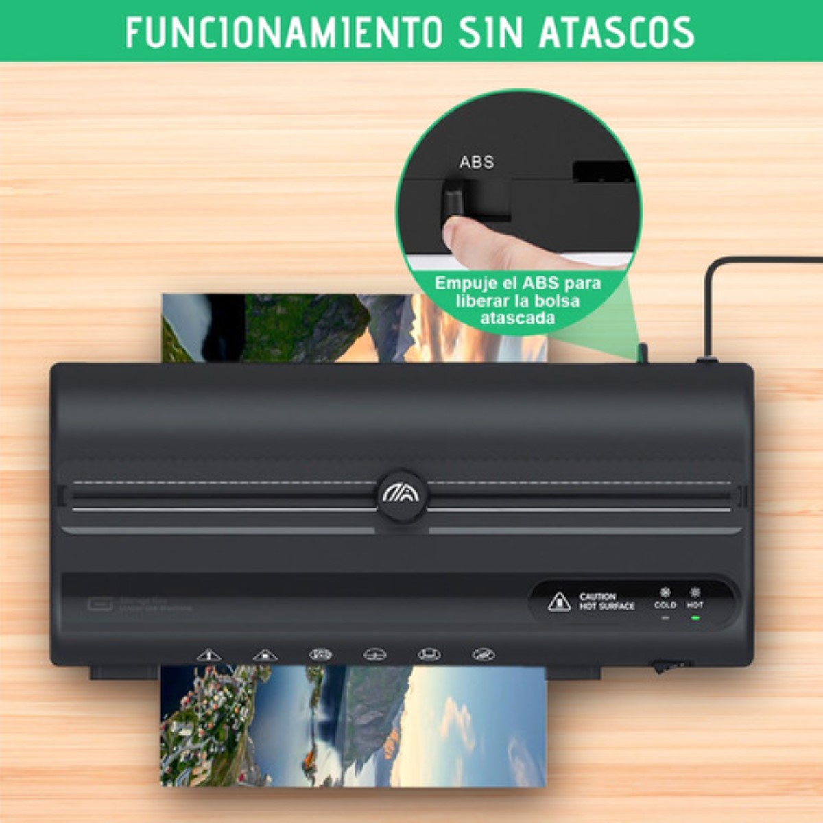 Laminadora Enmicadora Térmica Frio Foil Con Cortadora 5 En 1 negro