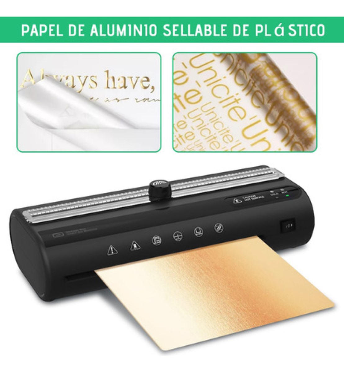 Laminadora Enmicadora Térmica Frio Foil Con Cortadora 5 En 1 negro