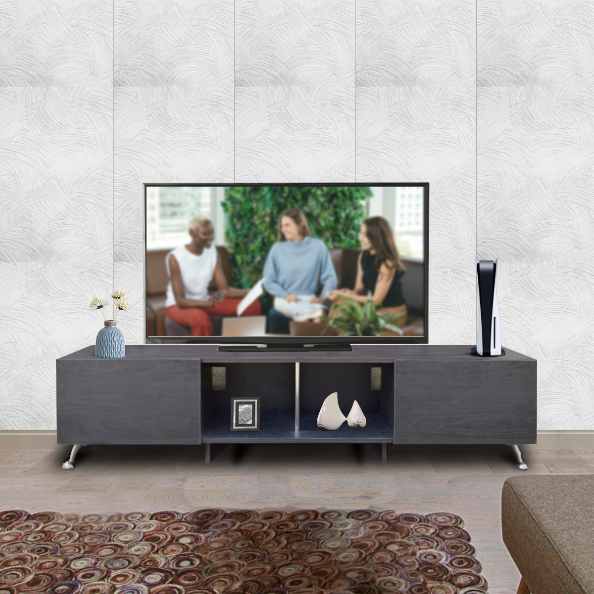  Mueble para TV de 77" London 1.80 mts  Inteligente  y Practico Hogare  Chocolate