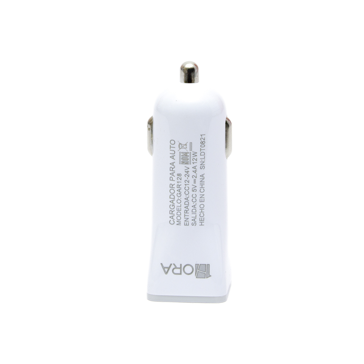Cargador Para Auto 1hora Carga Rápida Salida 5v A 2.4 Color Blanco