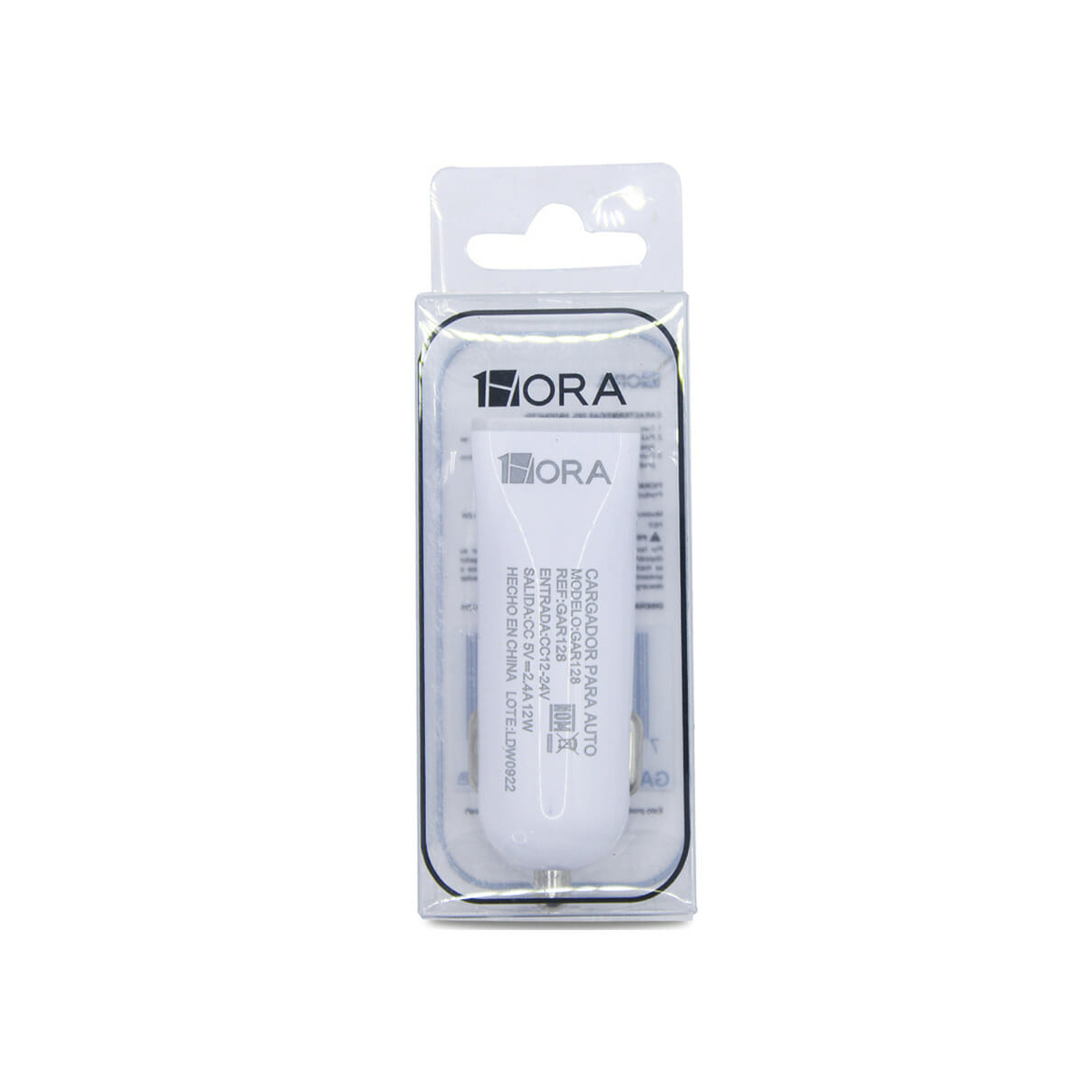 Cargador Para Auto 1hora Carga Rápida Salida 5v A 2.4 Color Blanco