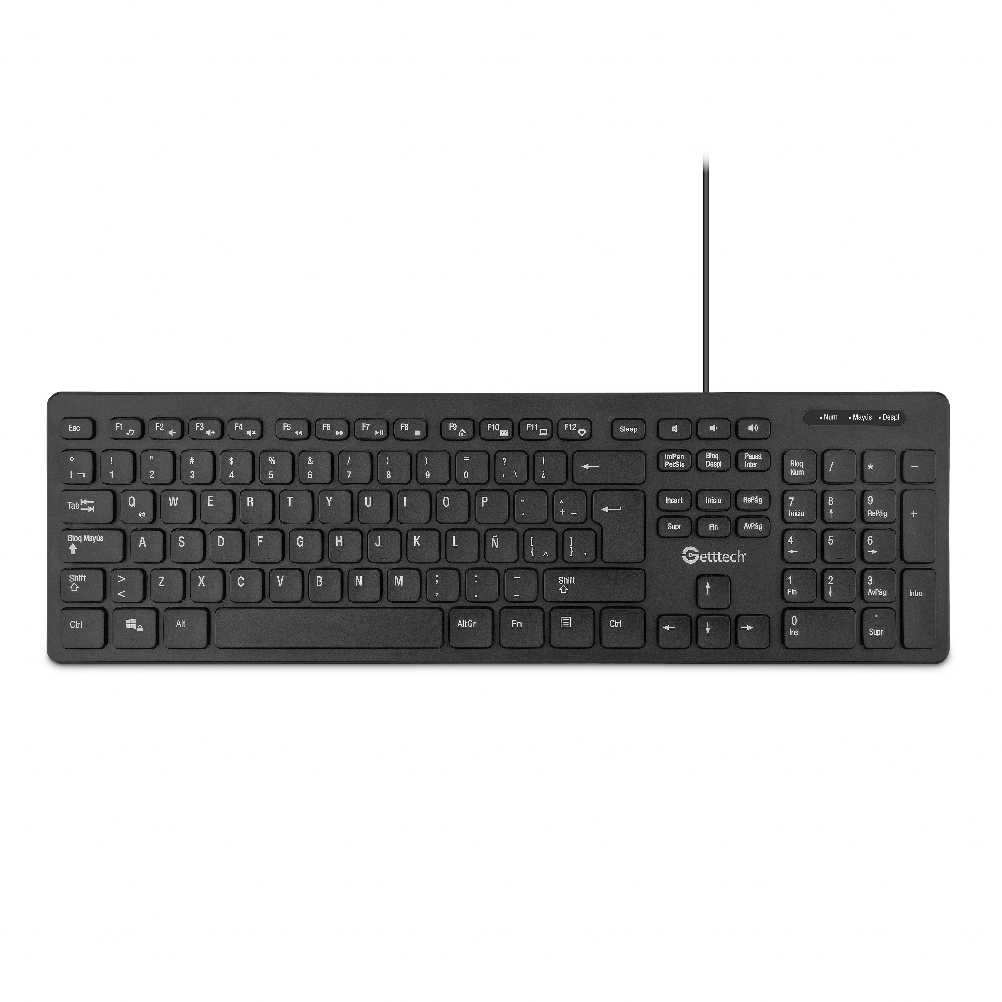 Teclado Slim Getttech Negro Español usb con REposa (GGK-ESMWR-01)