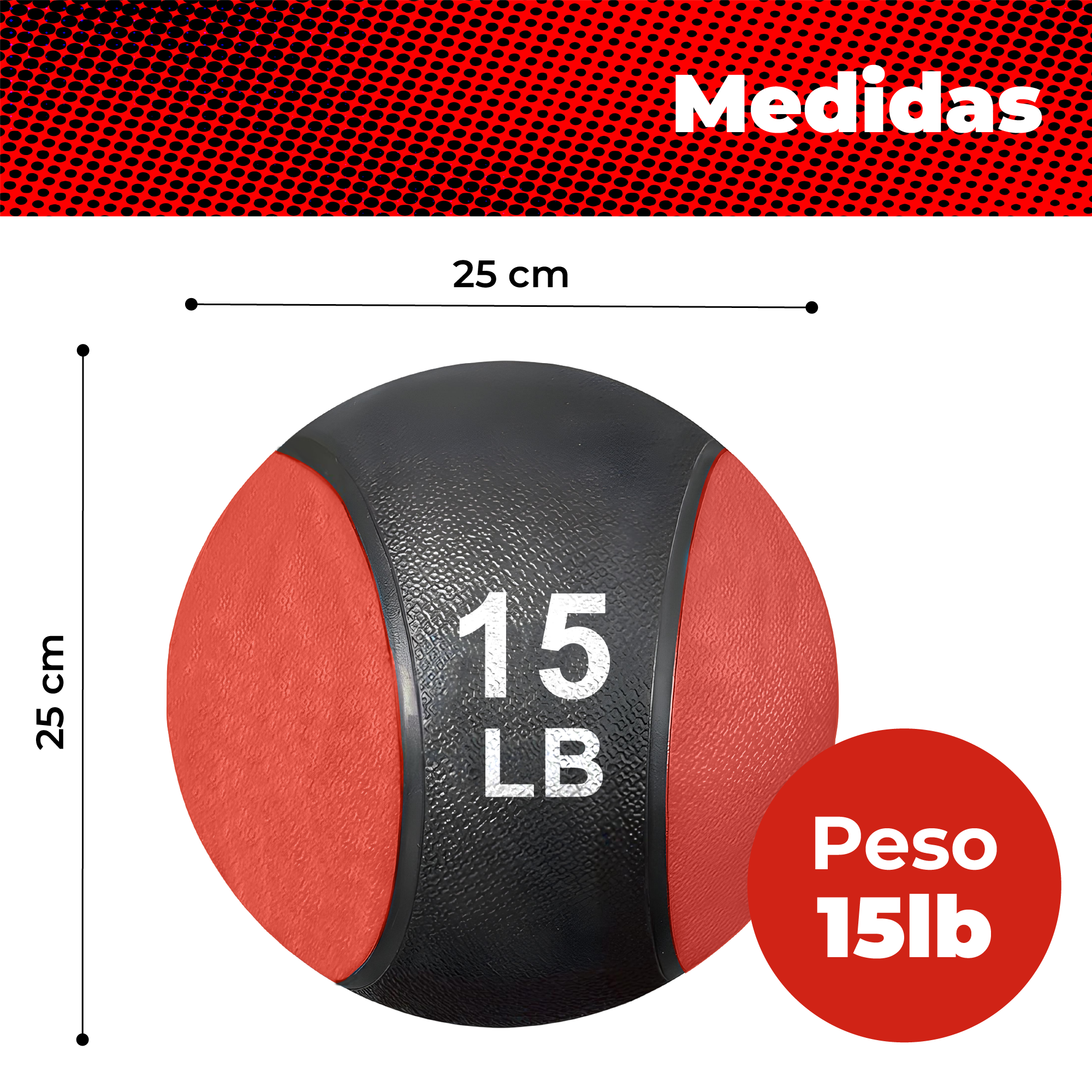 Balon Medicinal Crossfit Fitness Entrenamiento Aerodinamico X-RUSH ROJA 15 Libras