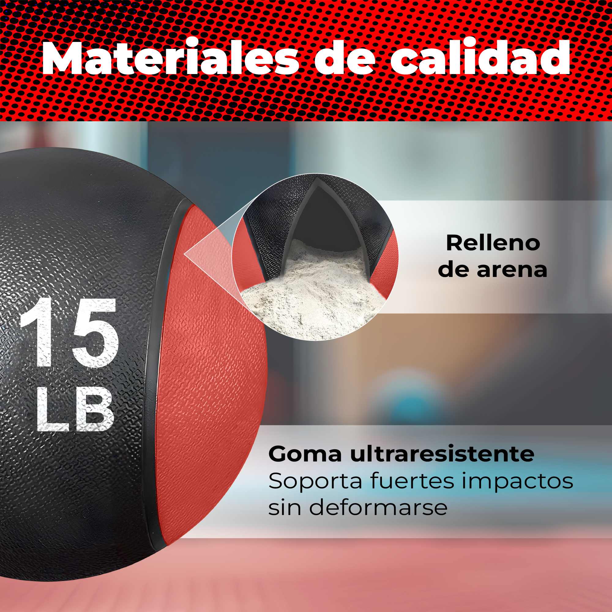Balon Medicinal Crossfit Fitness Entrenamiento Aerodinamico X-RUSH ROJA 15 Libras