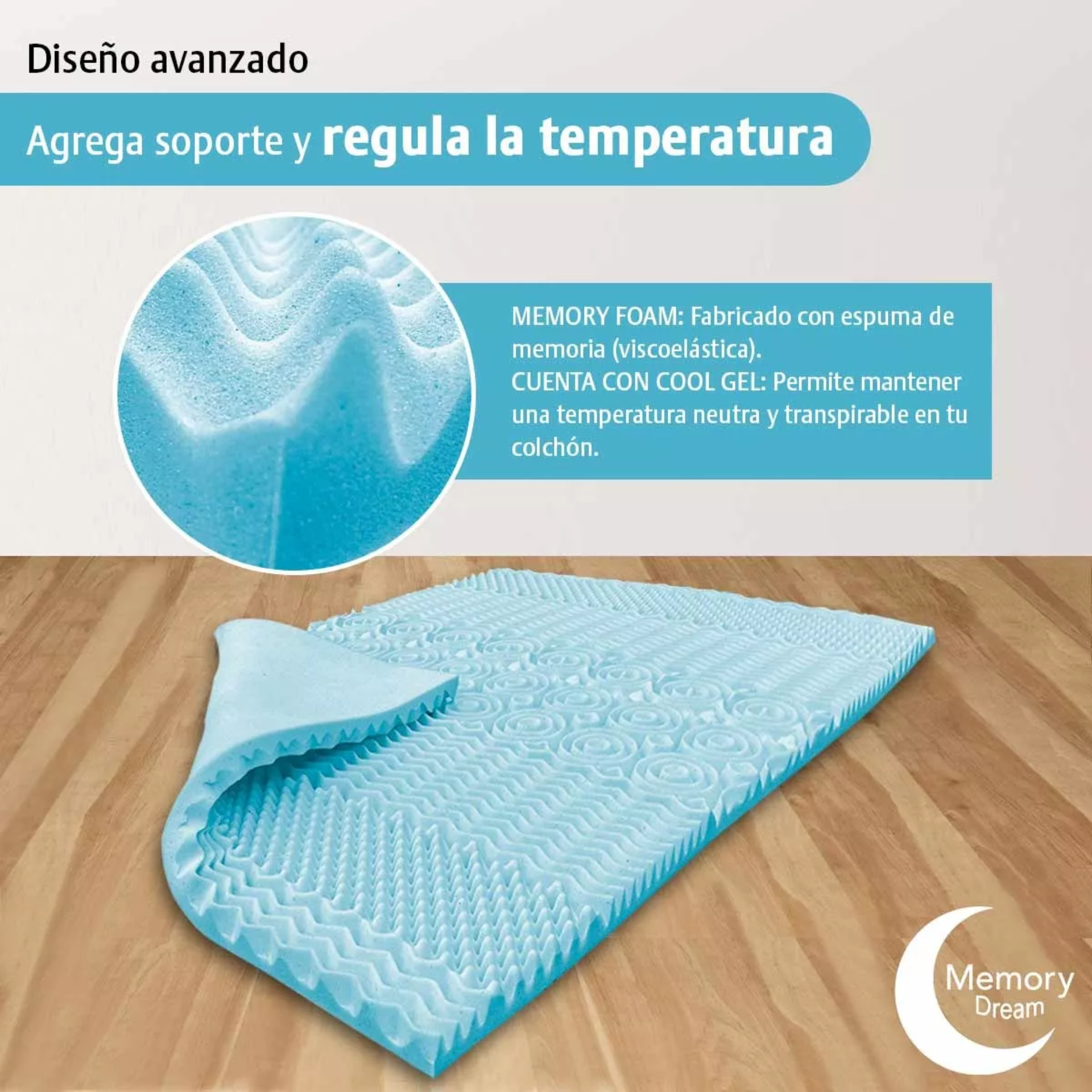 Colchoneta Memory Foam Matrimonial 5 Cm Gel Cool Zone