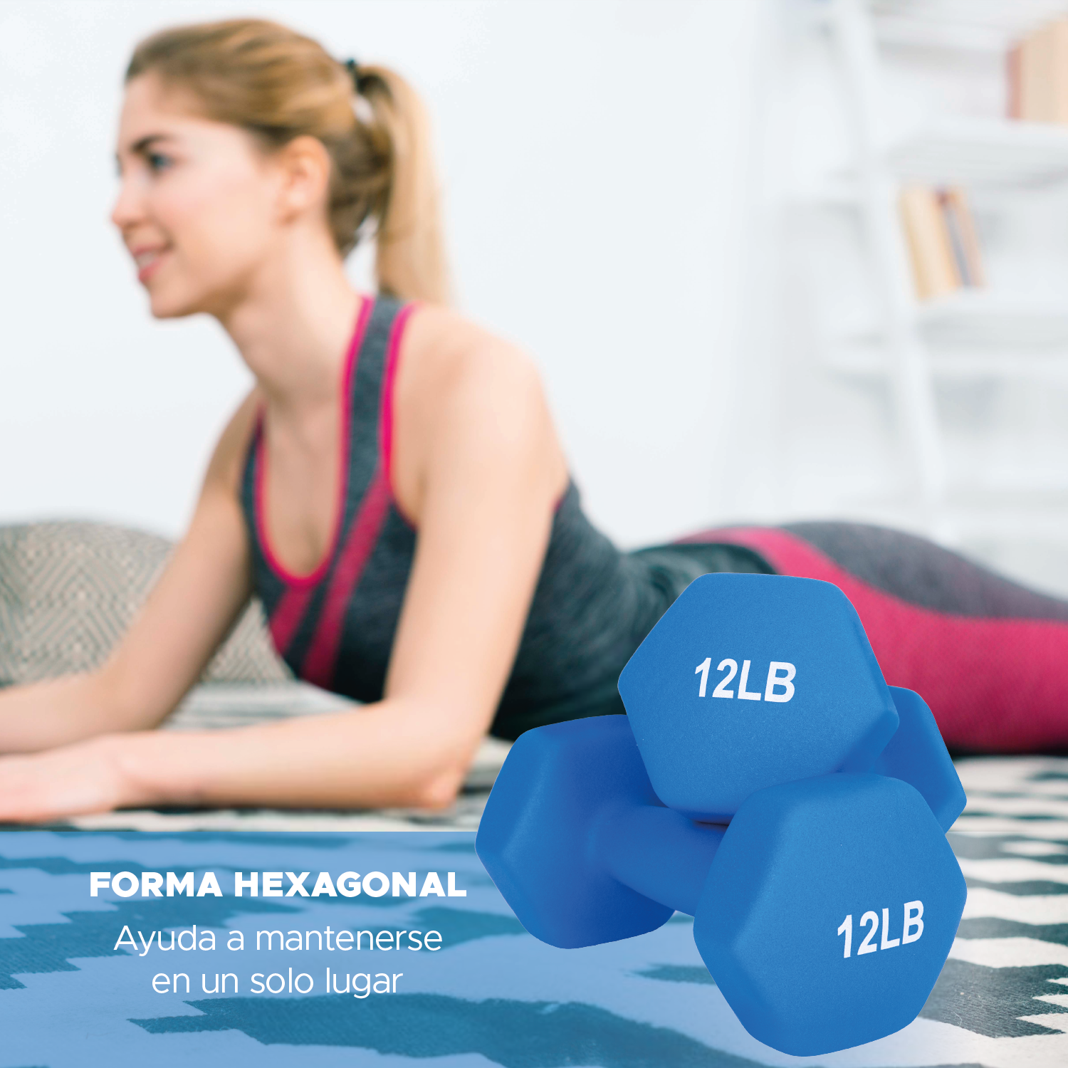 Par De Mancuernas Hexagonales 12 Lbs Neopreno Azul X-pross
