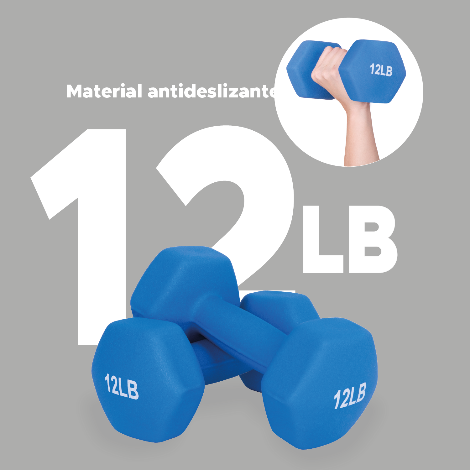 Par De Mancuernas Hexagonales 12 Lbs Neopreno Azul X-pross