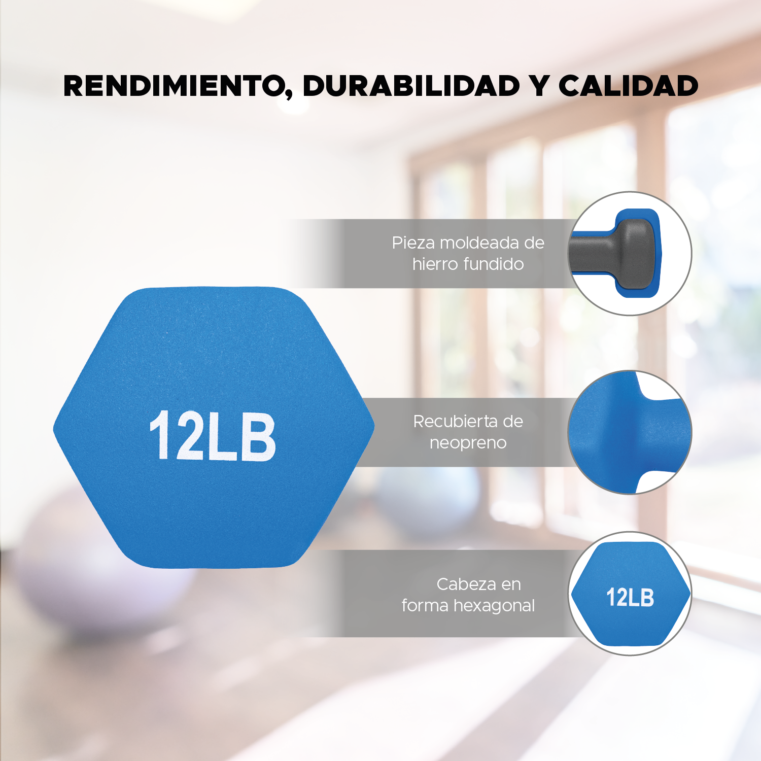 Par De Mancuernas Hexagonales 12 Lbs Neopreno Azul X-pross