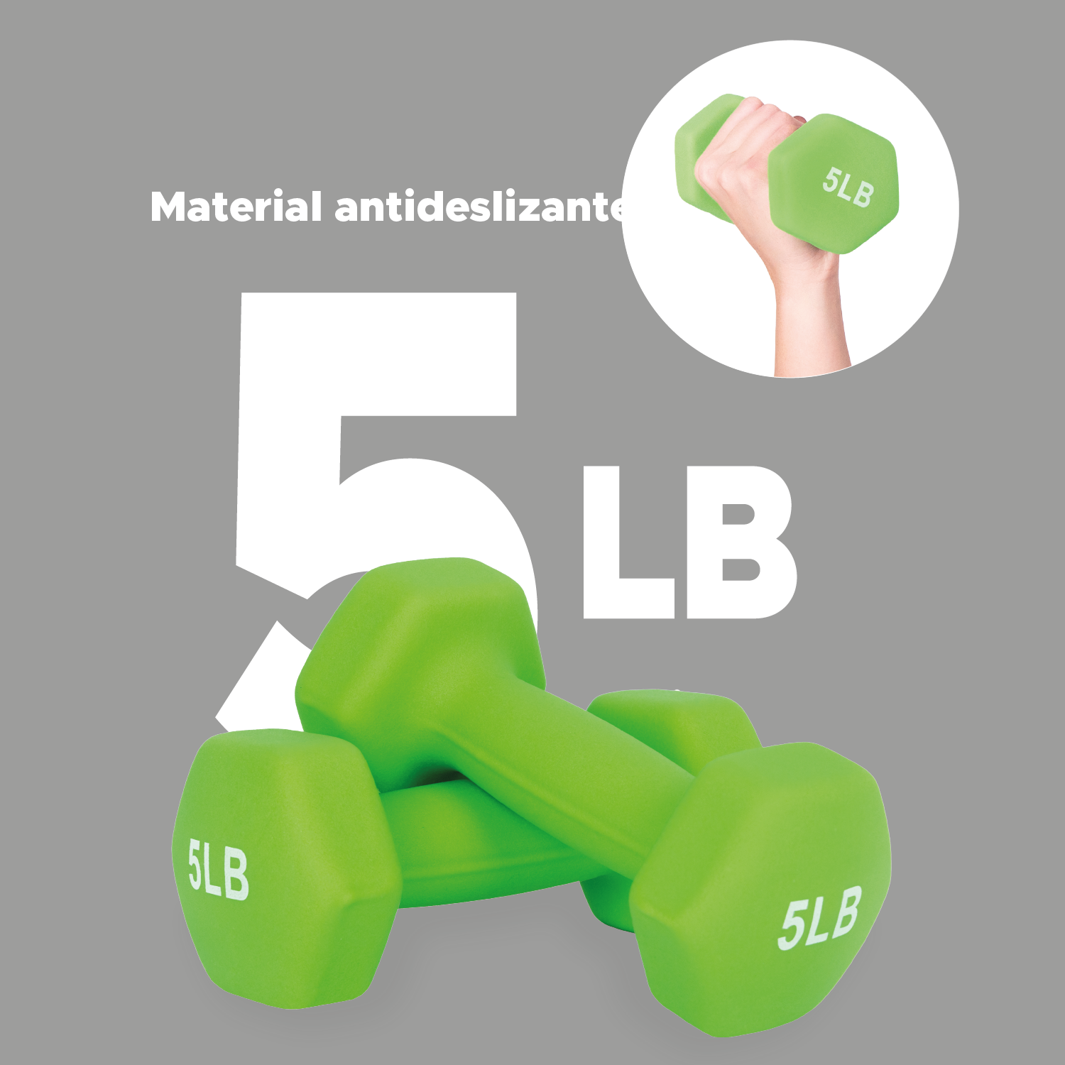 Par De Mancuernas Hexagonales 5 Lbs Neopreno Verdes X-pross