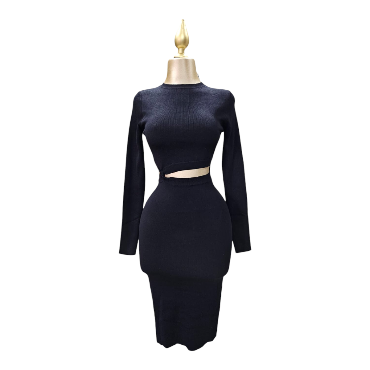 Vestido Color Negro Abertura Abdomen Para Dama KLESIS