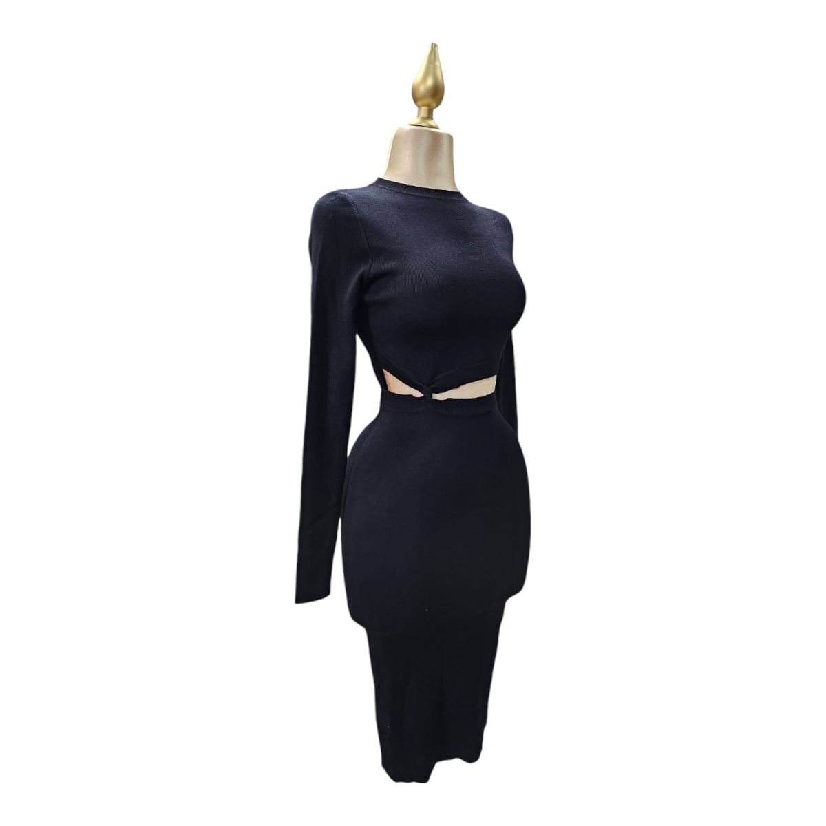 Vestido Color Negro Abertura Abdomen Para Dama KLESIS