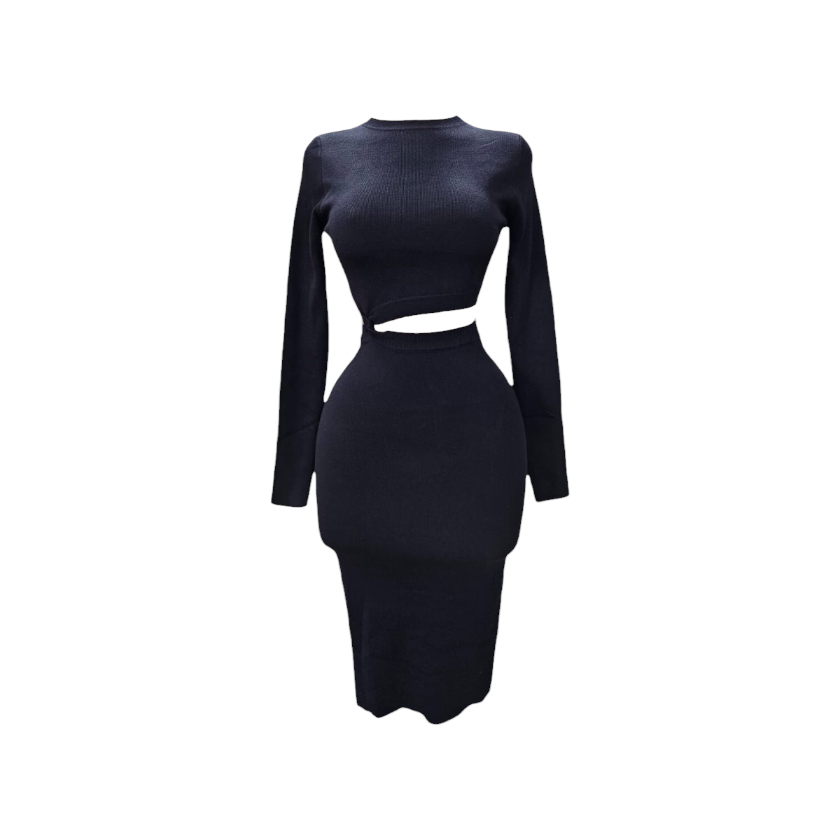 Vestido Color Negro Abertura Abdomen Para Dama KLESIS