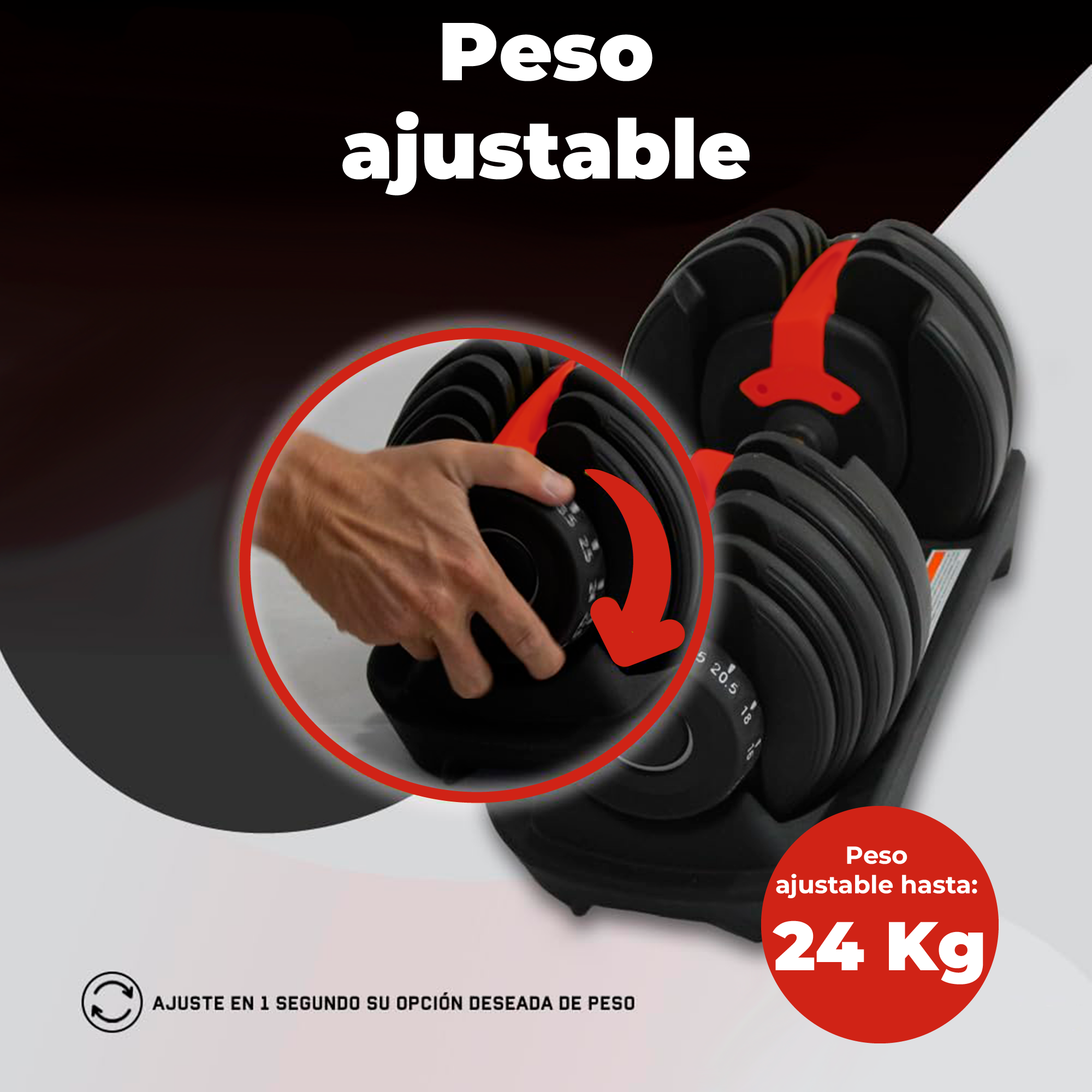 Mancuerna Peso Ajustable Dumbbell Individual 2.5 - 24 Kg