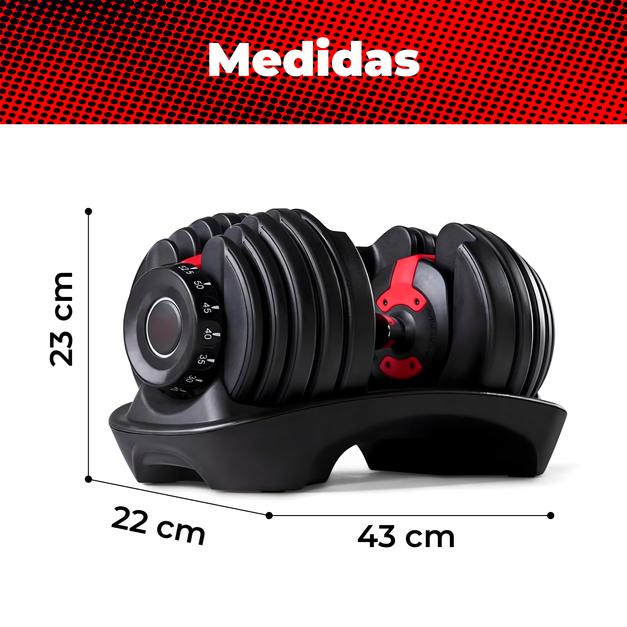 Mancuerna Peso Ajustable Dumbbell Individual 2.5 - 24 Kg