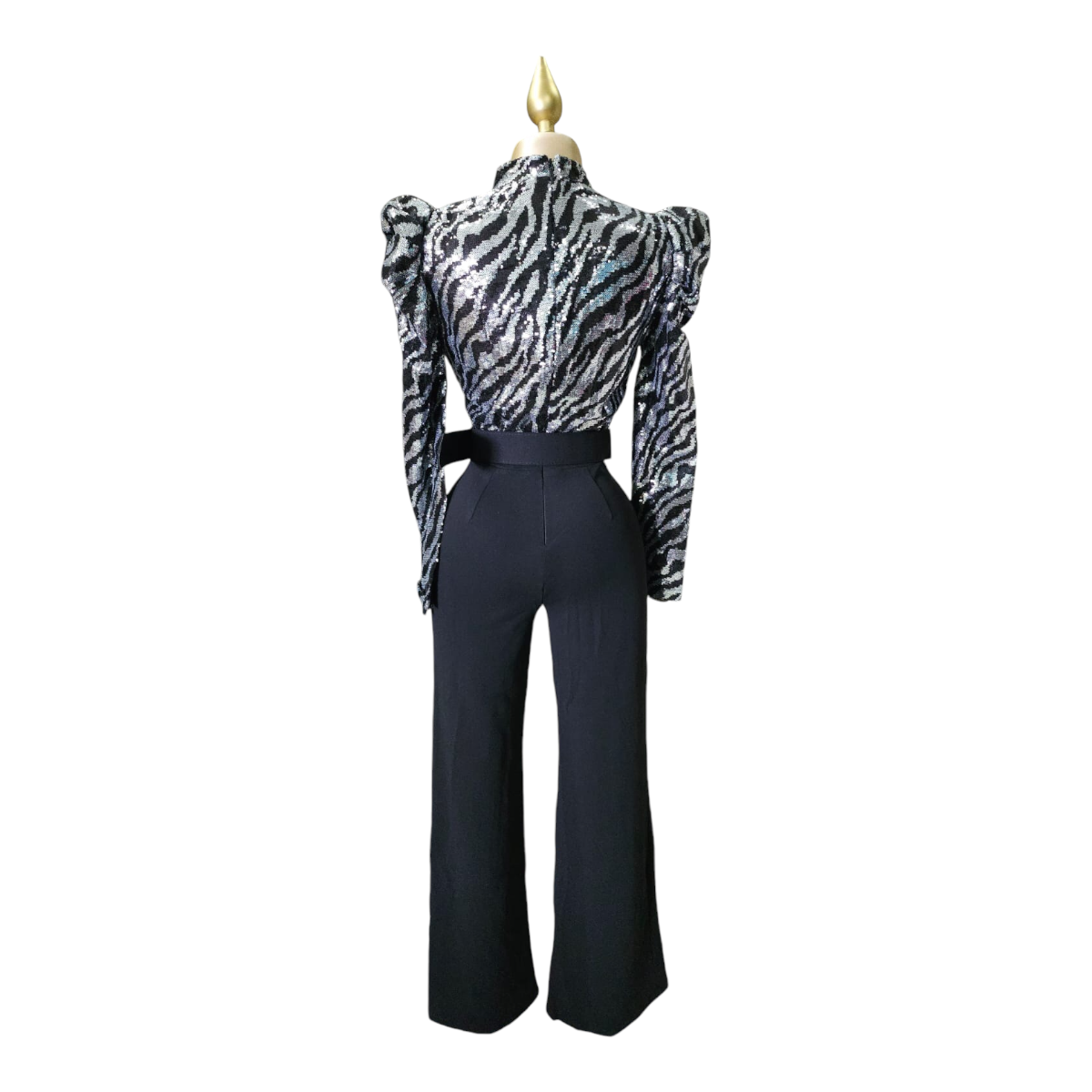 Palazzo Con Cinturón Para Dama Color Negro VALENTINE