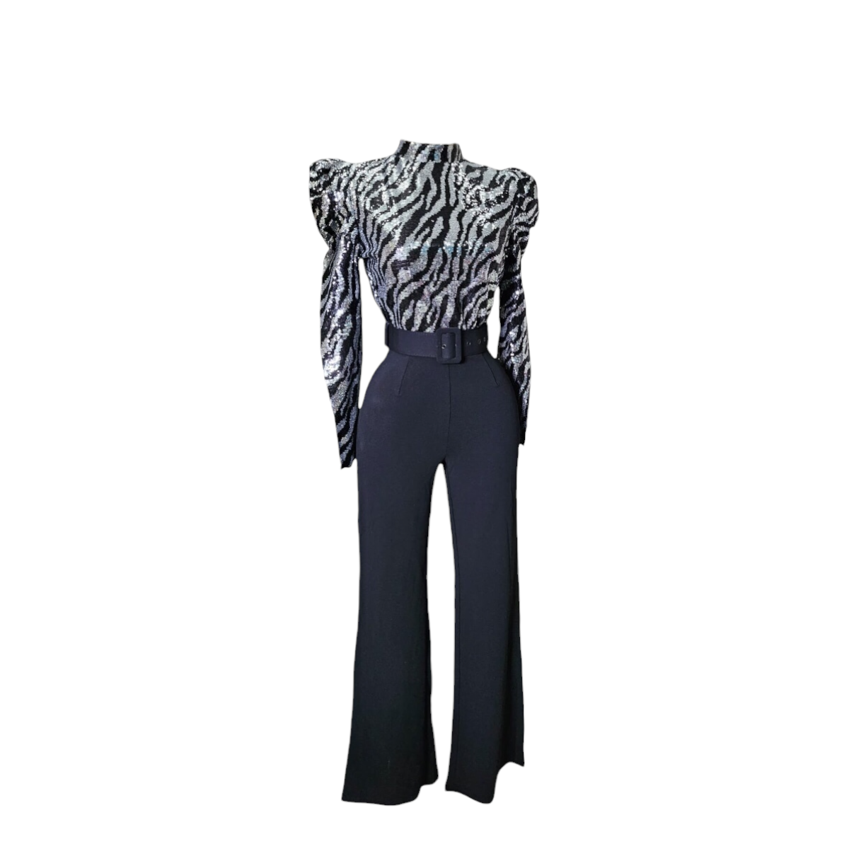 Palazzo Con Cinturón Para Dama Color Negro VALENTINE