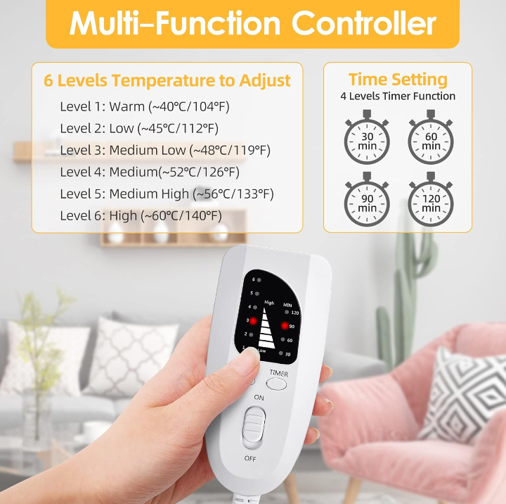 Calentador de pies eléctrico ajustable multifuncional 