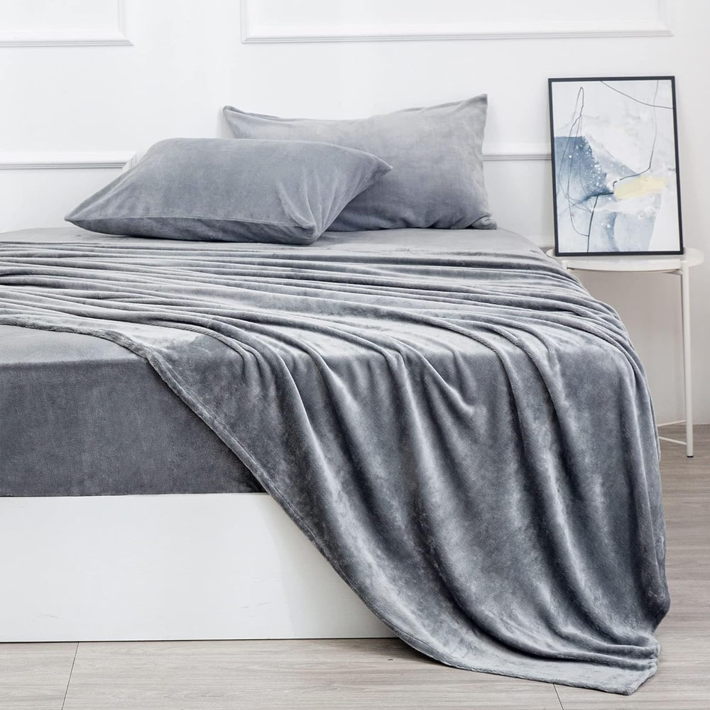 Juego de Sabanas Polar Invernales Suaves y Cálidas para las noches frías Individual Gris Kyuden Home