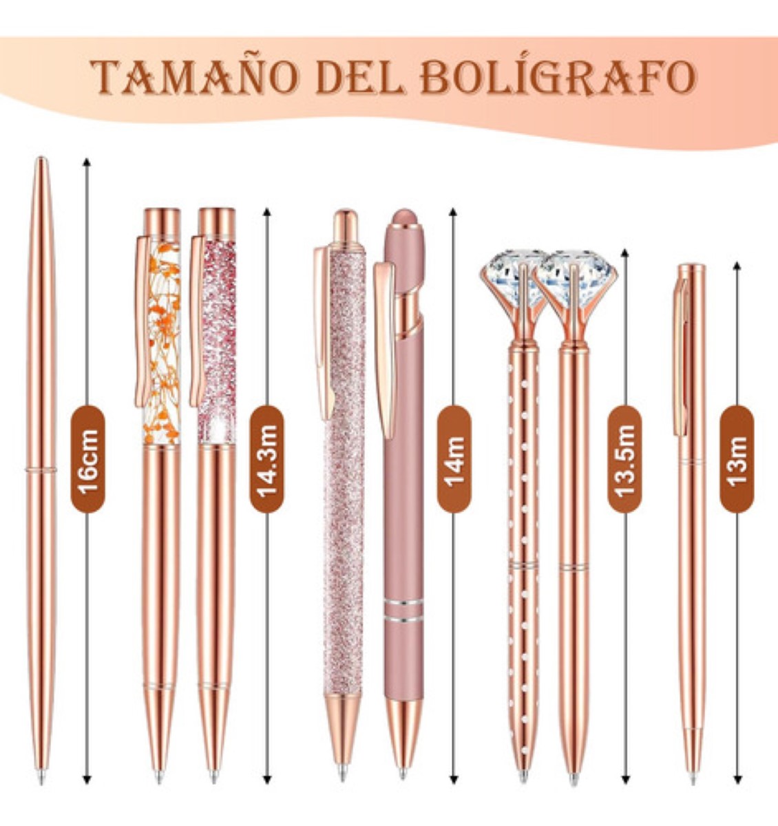 Bolígrafos Con Diamante Brillo Plumas De Tinta Negra 8 pzs, color rosa