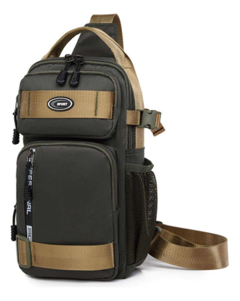 Maletin Para Hombre Multibolsillo Pechera Hombre Crossbody Verde oscuro