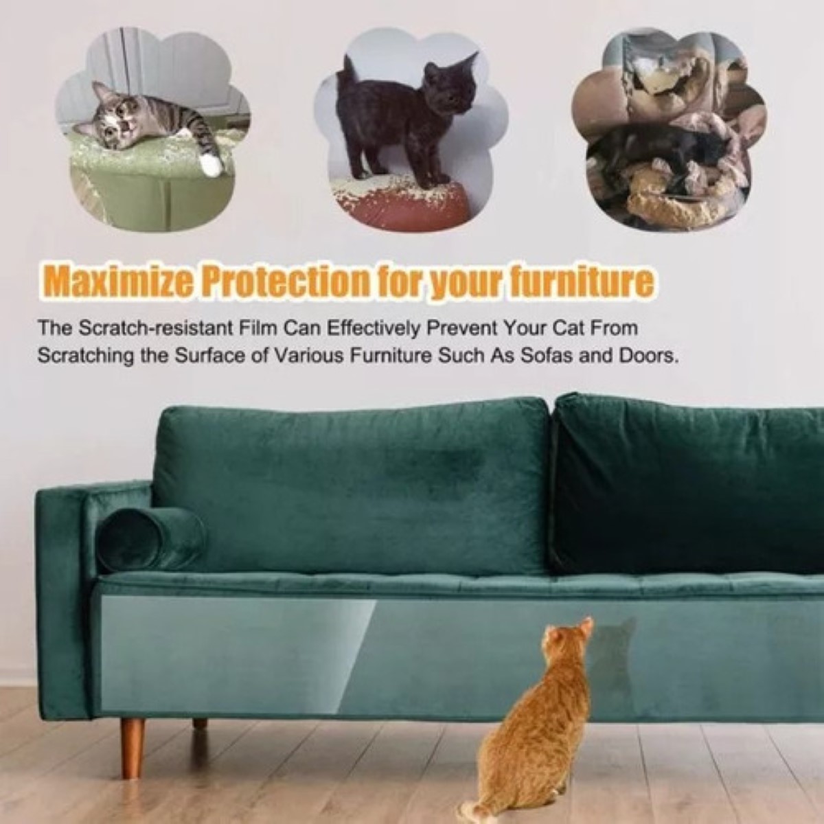Protector Antirrasguños De Gato Para Muebles, 10 Piezas transparente