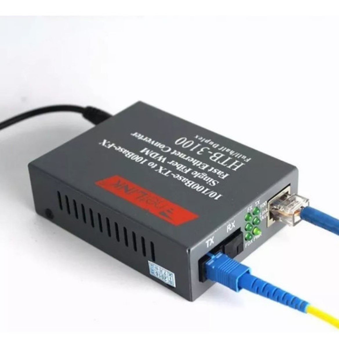 Convertidores Fibra Óptica Medios 10/100 Ethernet 25km 1 Par negro gris