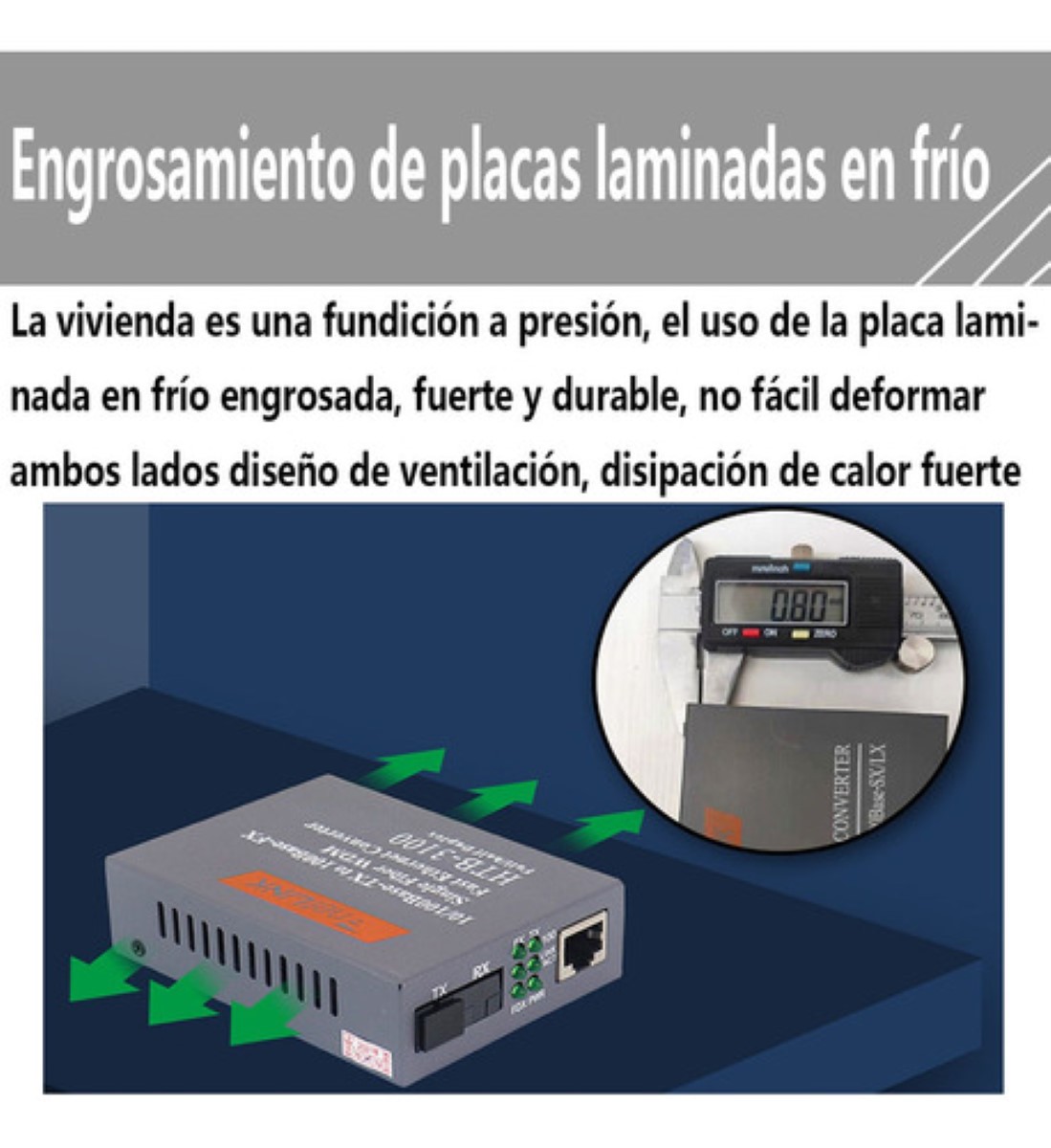 Convertidores Fibra Óptica Medios 10/100 Ethernet 25km 1 Par negro gris