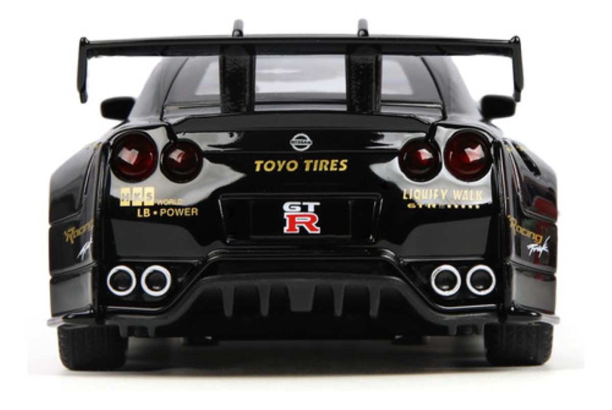 Carros De Coleccion Nissan Gtr R35 1:32 Autos A Escala Negro lineas amarilas