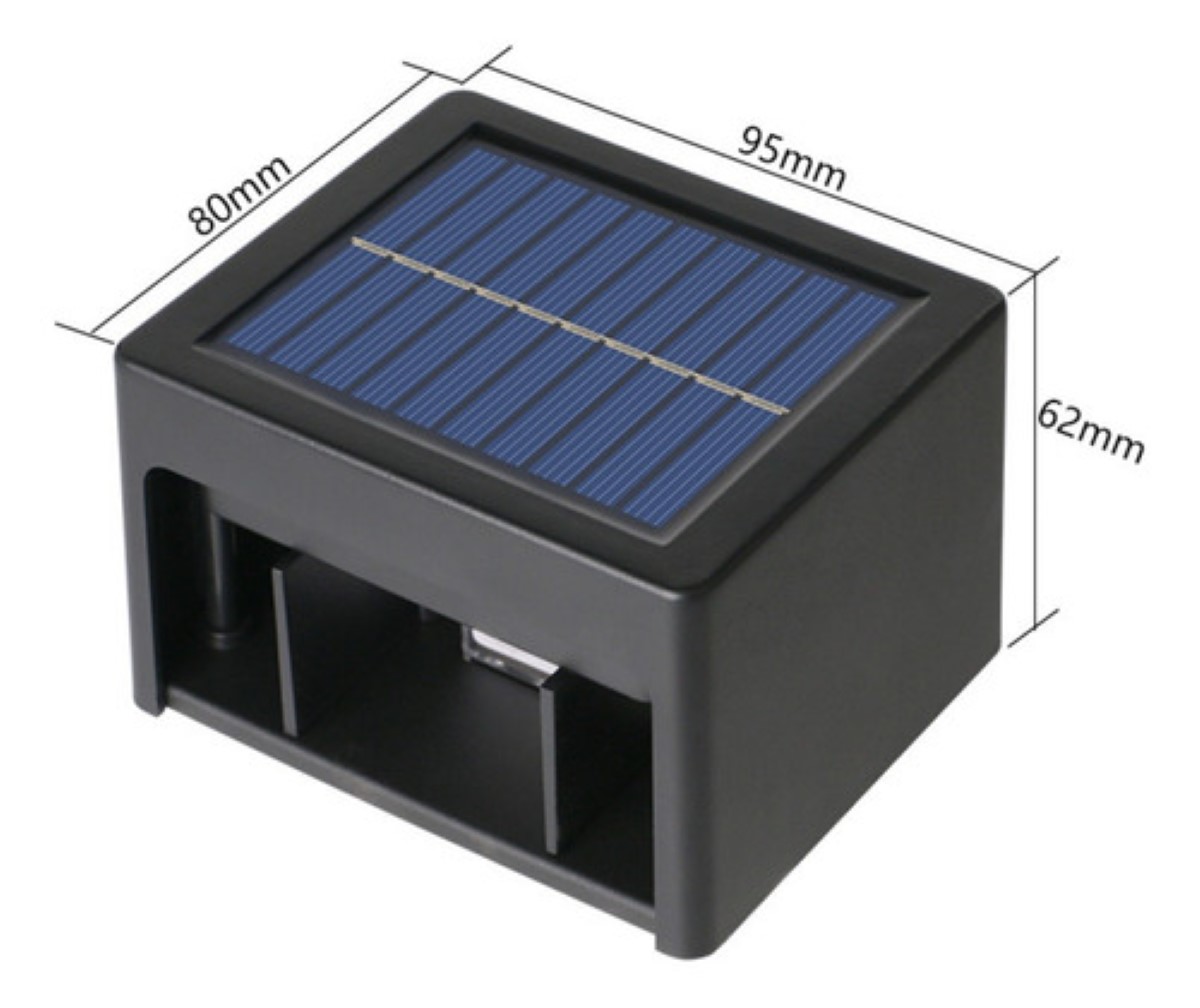 Luces Solares De Pared Lampara Led Exterior Jardín Balcón 2 pzs negra