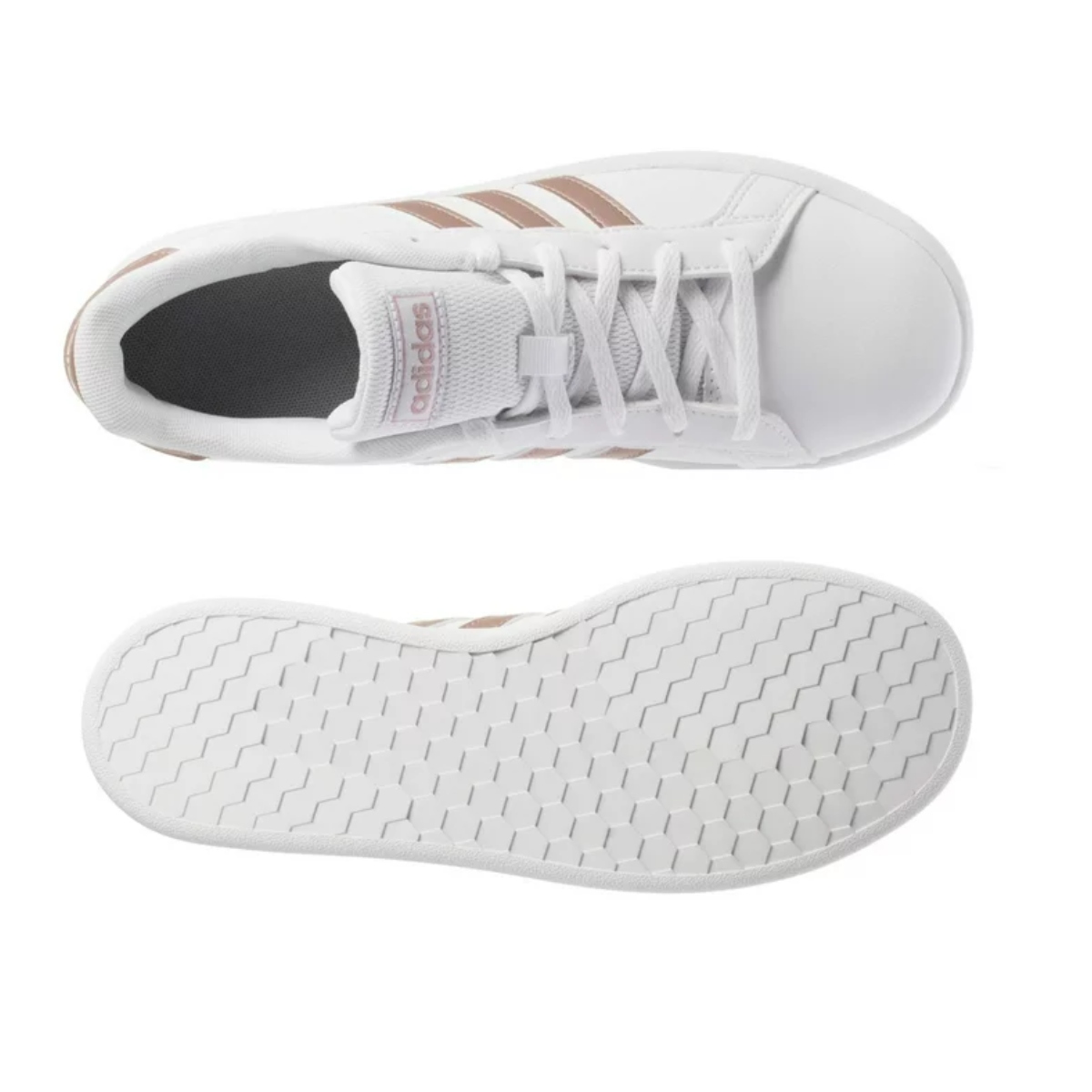 TENIS ADIDAS GRAND COURT K PARA NIÑA BLANCO-DORADO EF0101