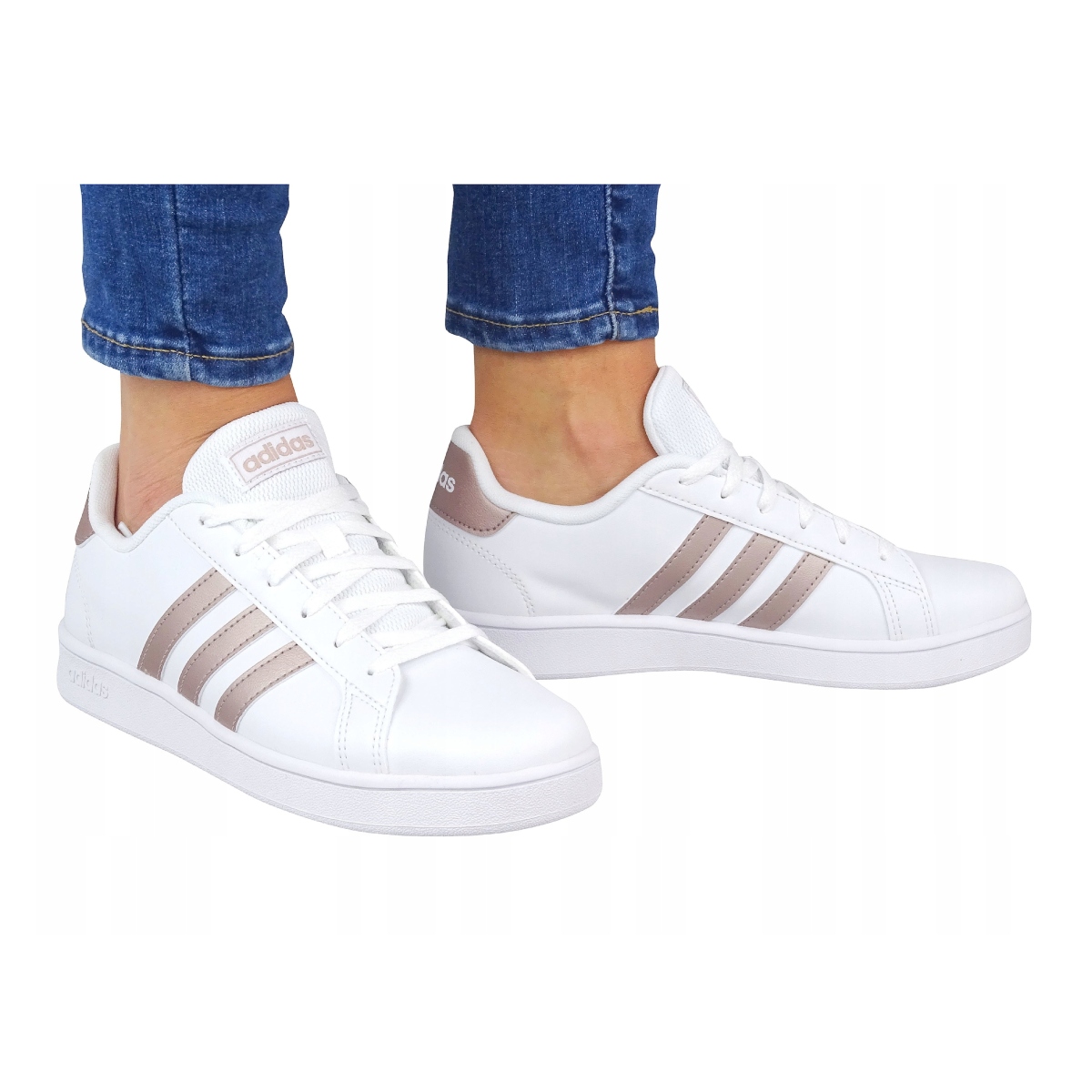 TENIS ADIDAS GRAND COURT K PARA NIÑA BLANCO-DORADO EF0101